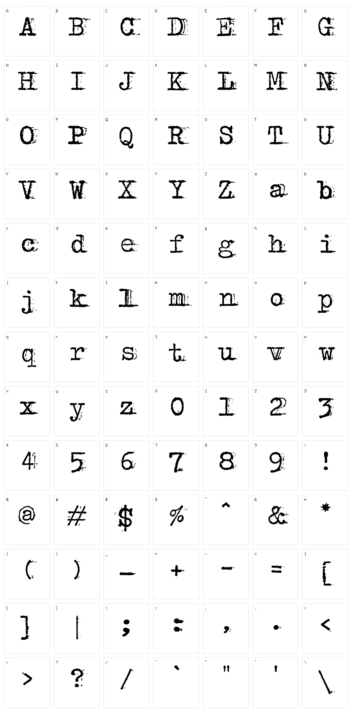 Bulky Refuse Type Character Set