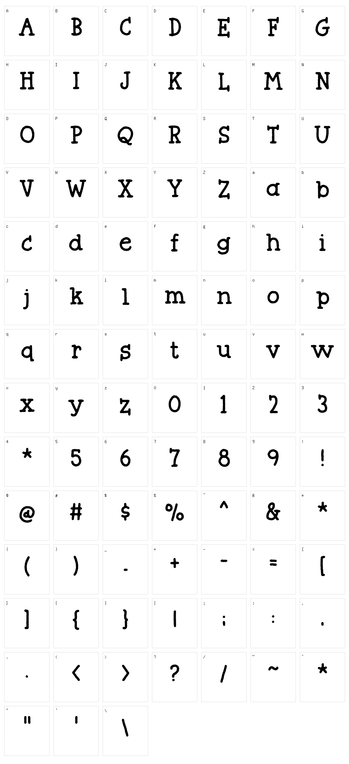 Butterzone Character Set