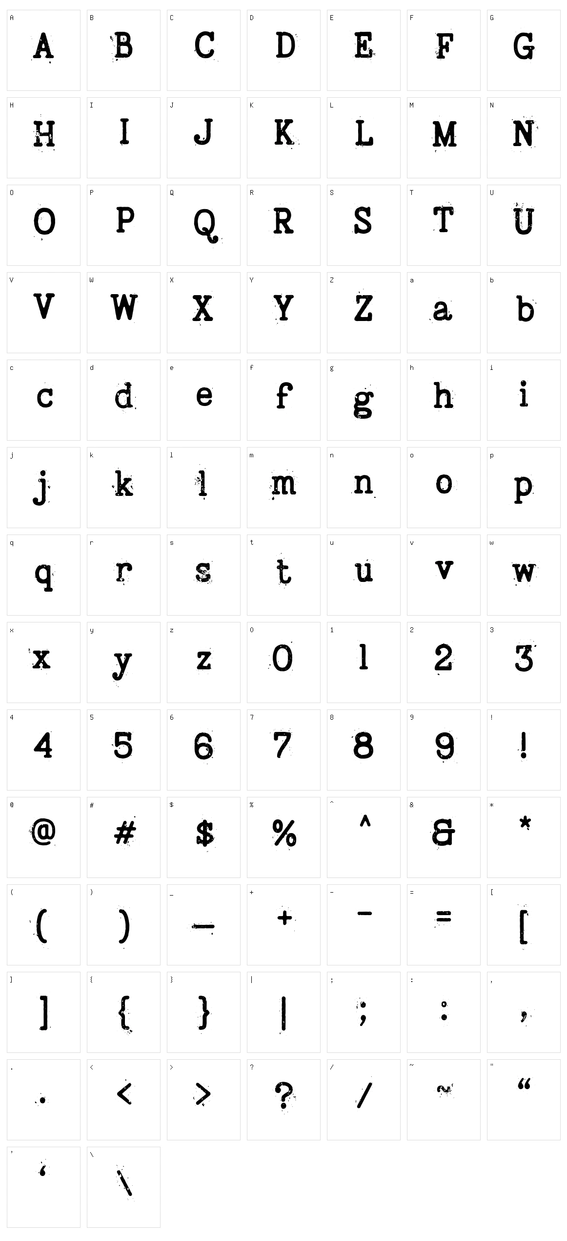 Bygonest Typewriter Character Set