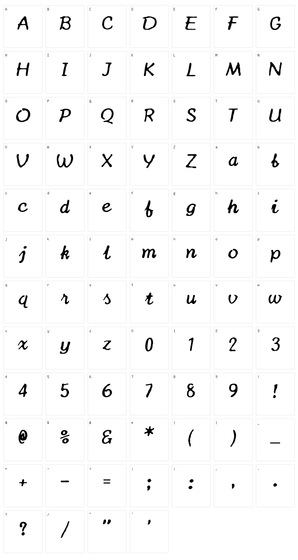 Canon TypeStar 210 Character Set