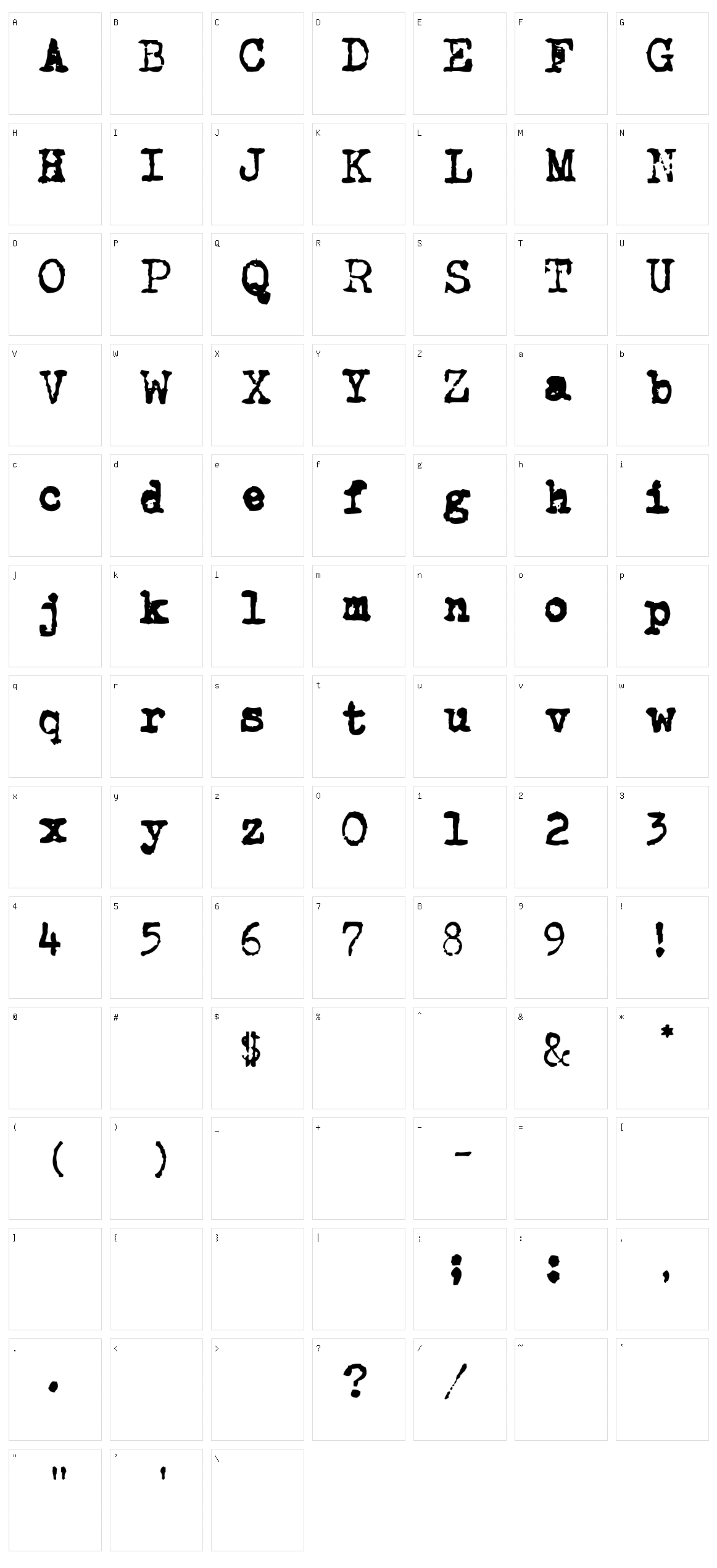 CarbonType Character Set
