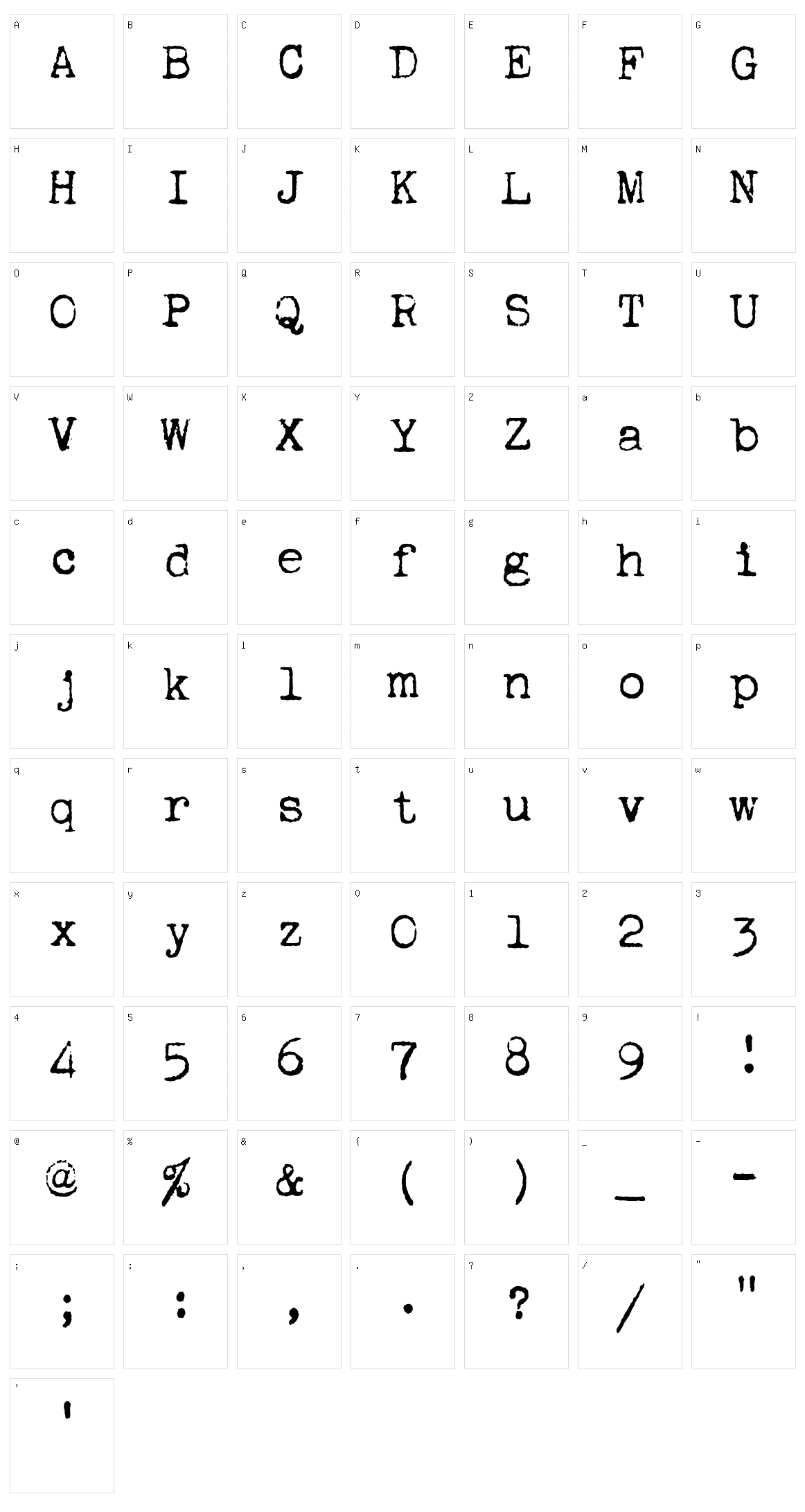 Corona 4 Typewriter Character Set