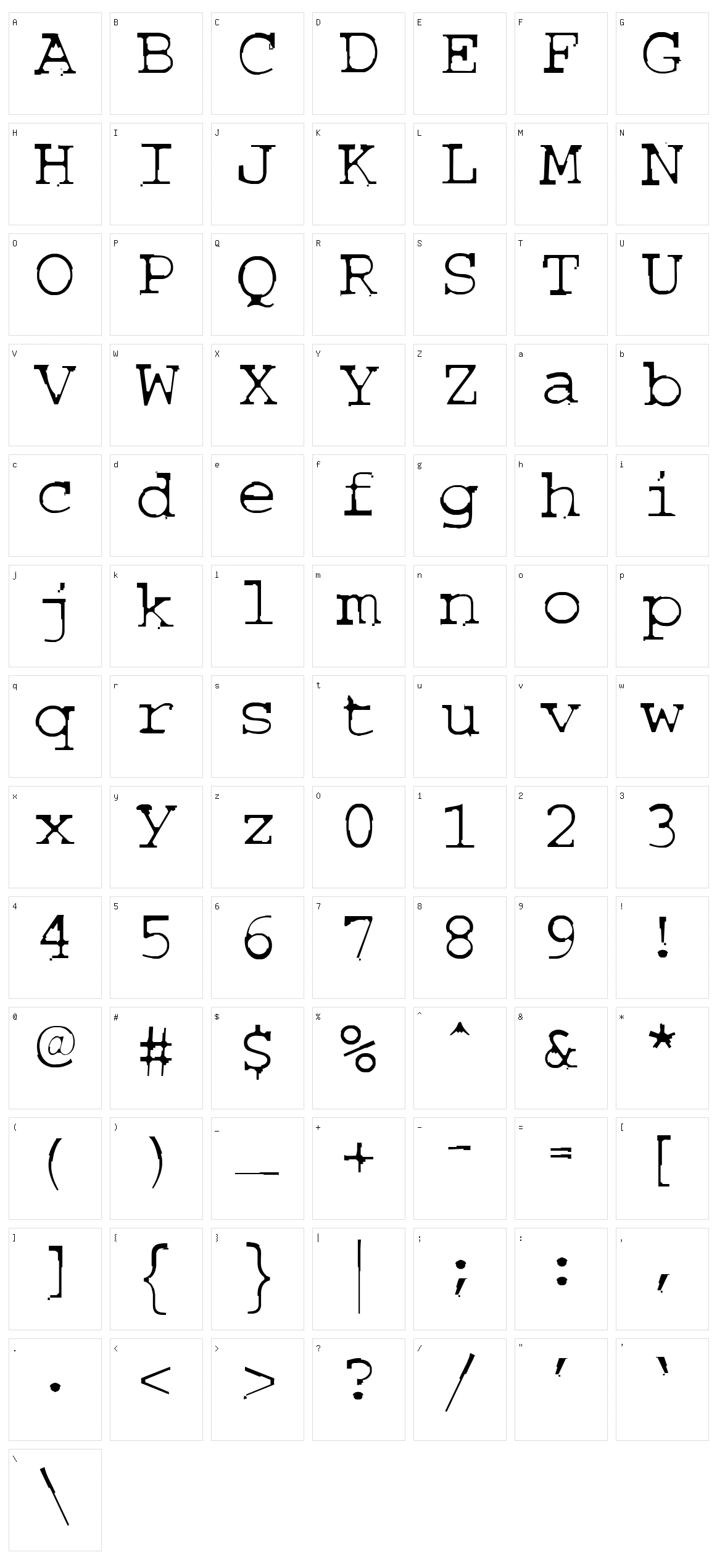 Couriertxt Character Set