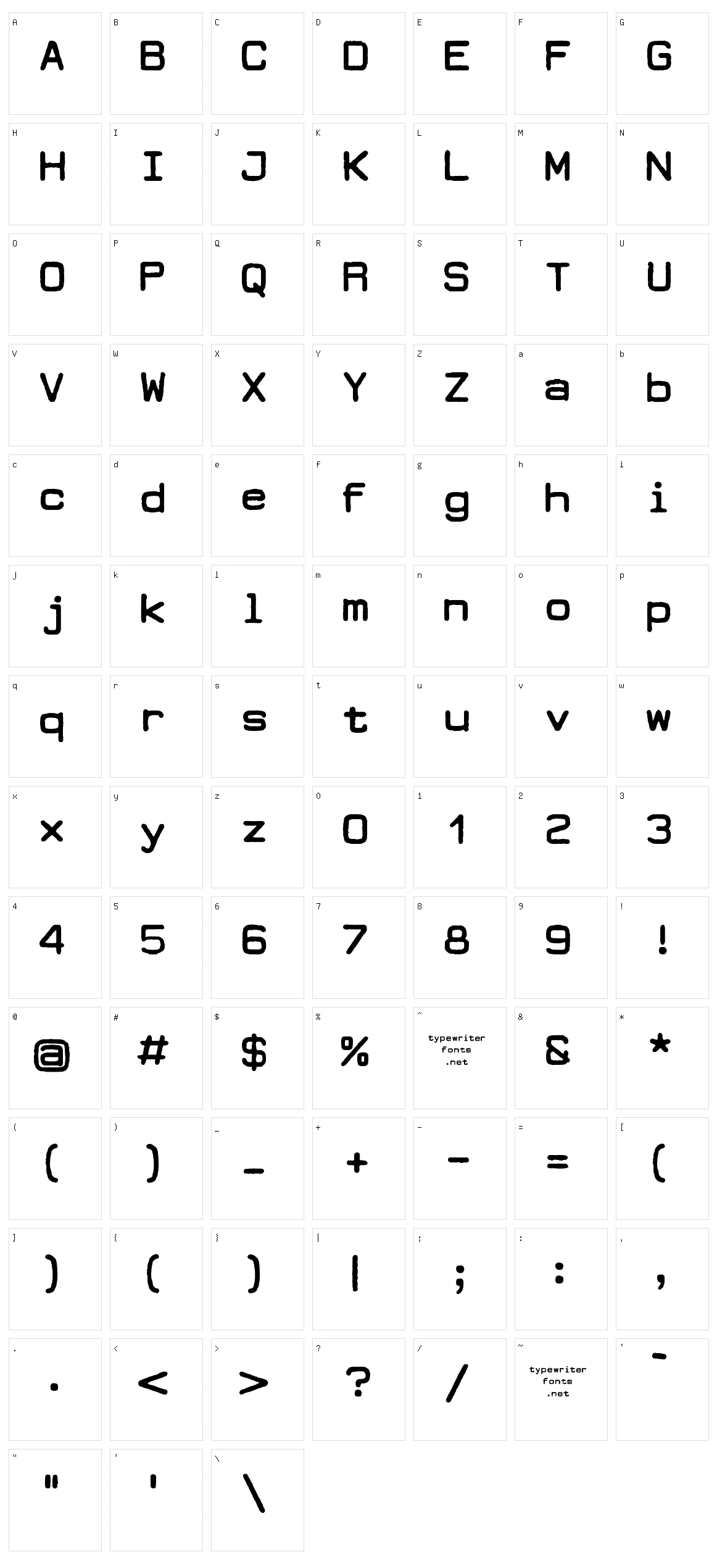 Dearborn Type Character Set