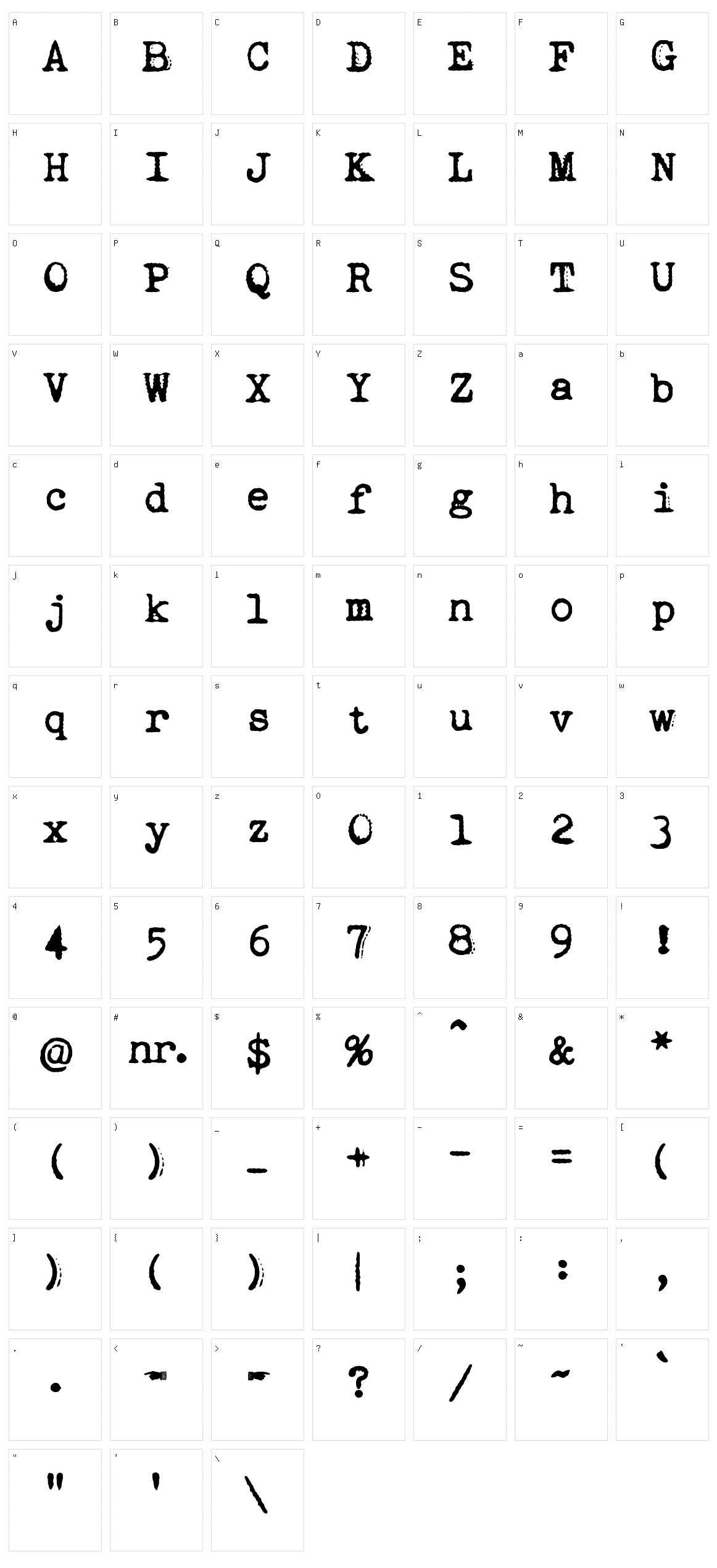 Dogtown Typewriter Character Set