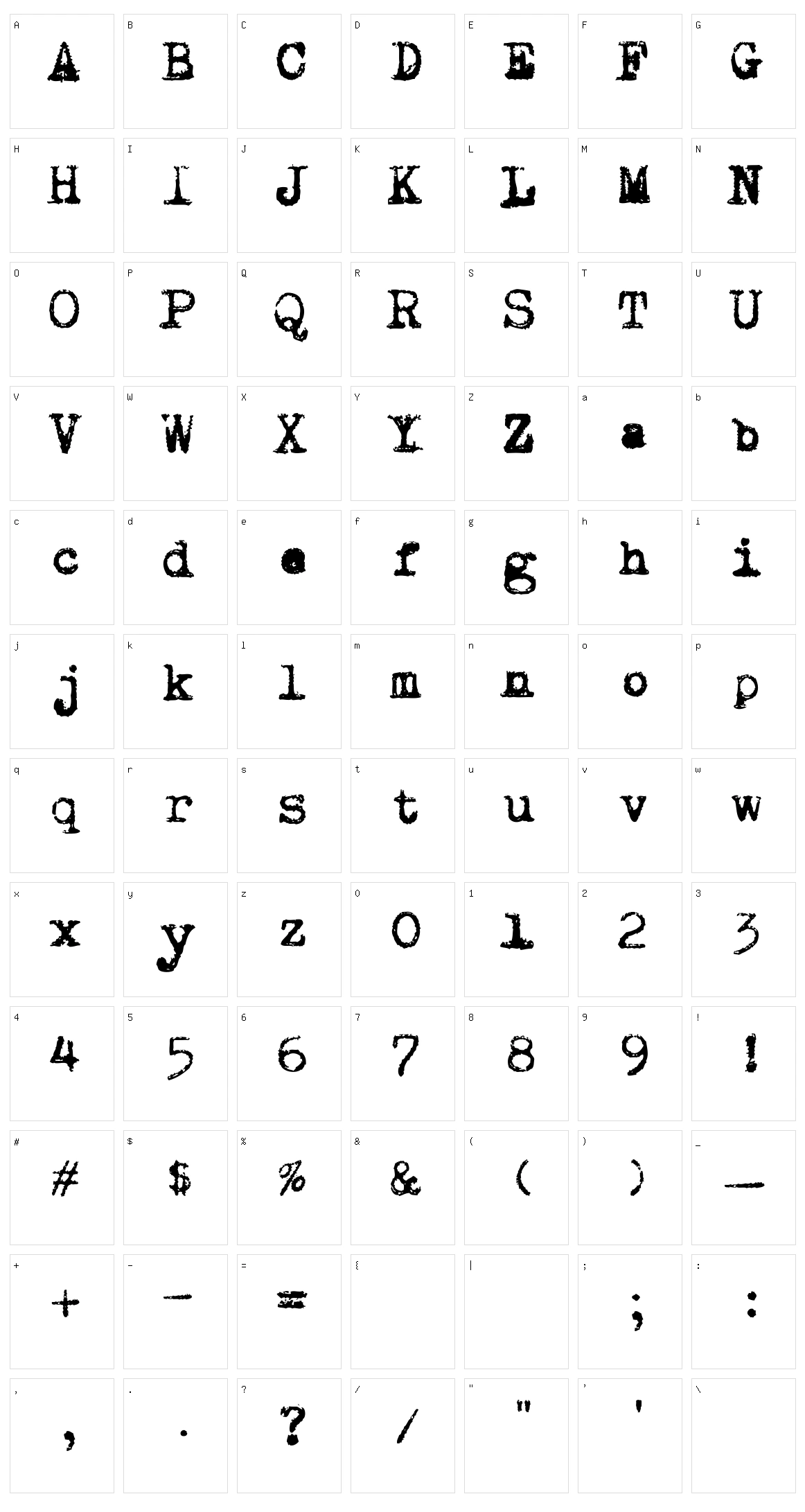 Draconian Typewriter Character Set