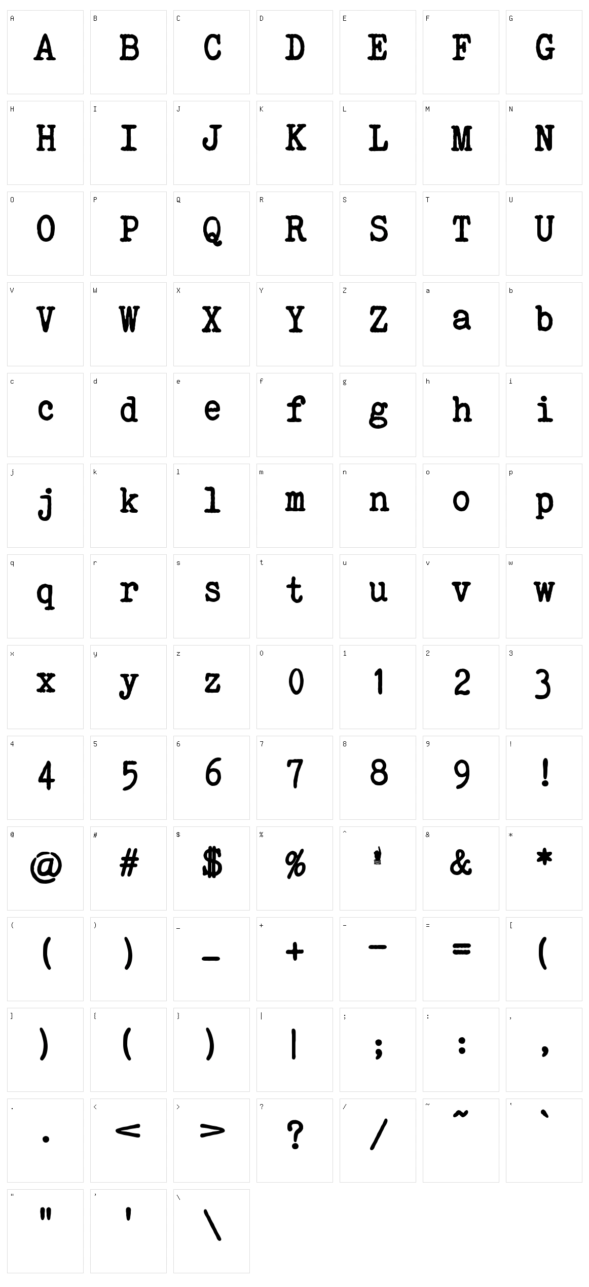 Elegant Typewriter Character Set