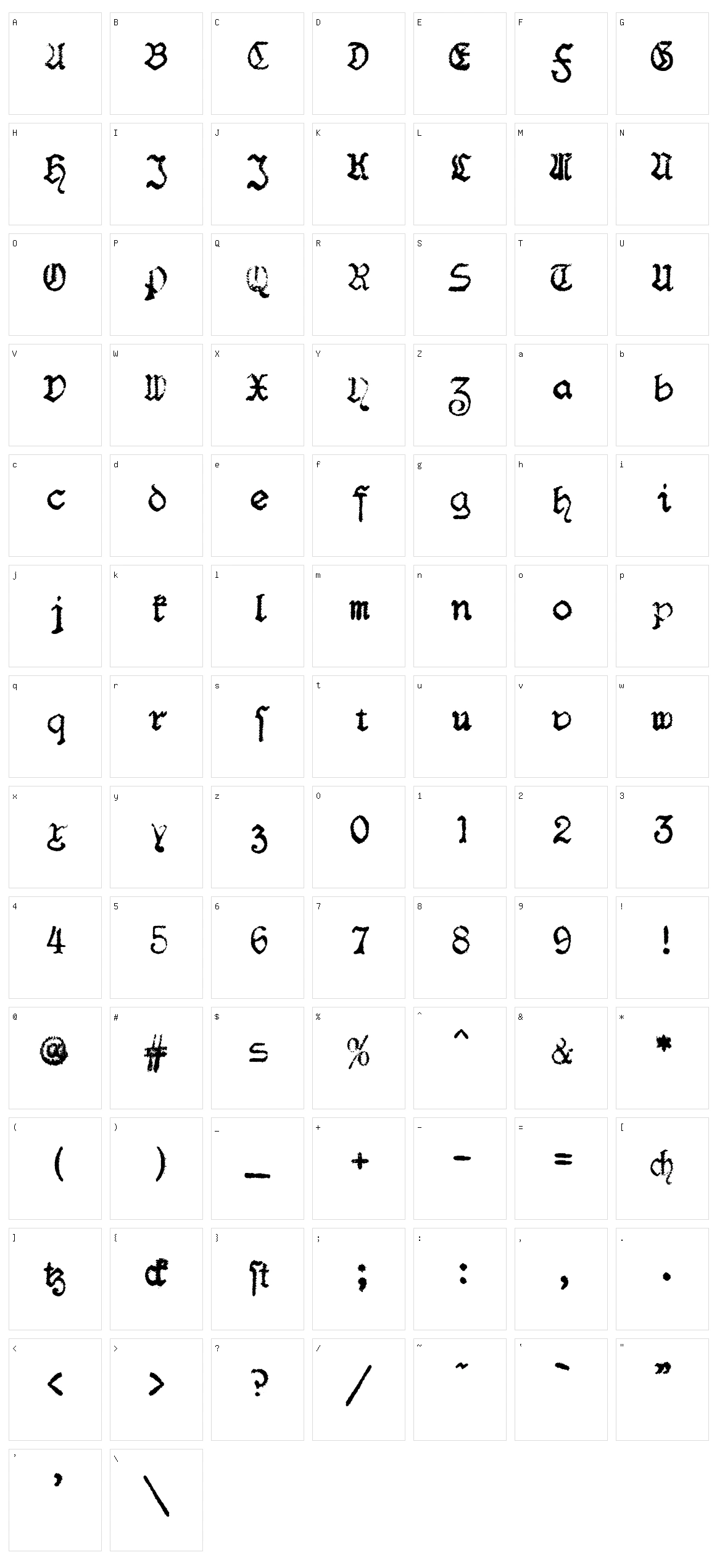 F25 Blackletter Typewriter Character Set