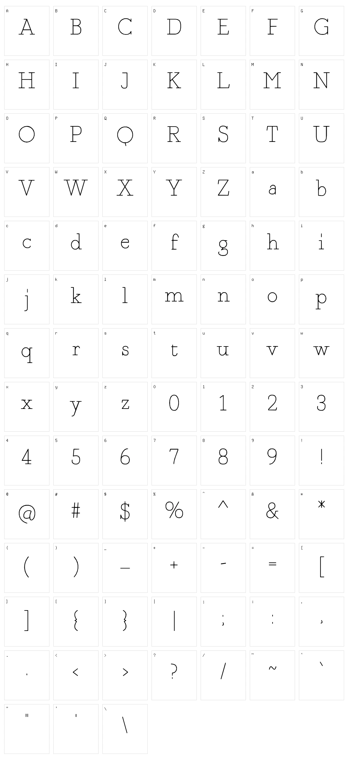 Fragment Core Character Set