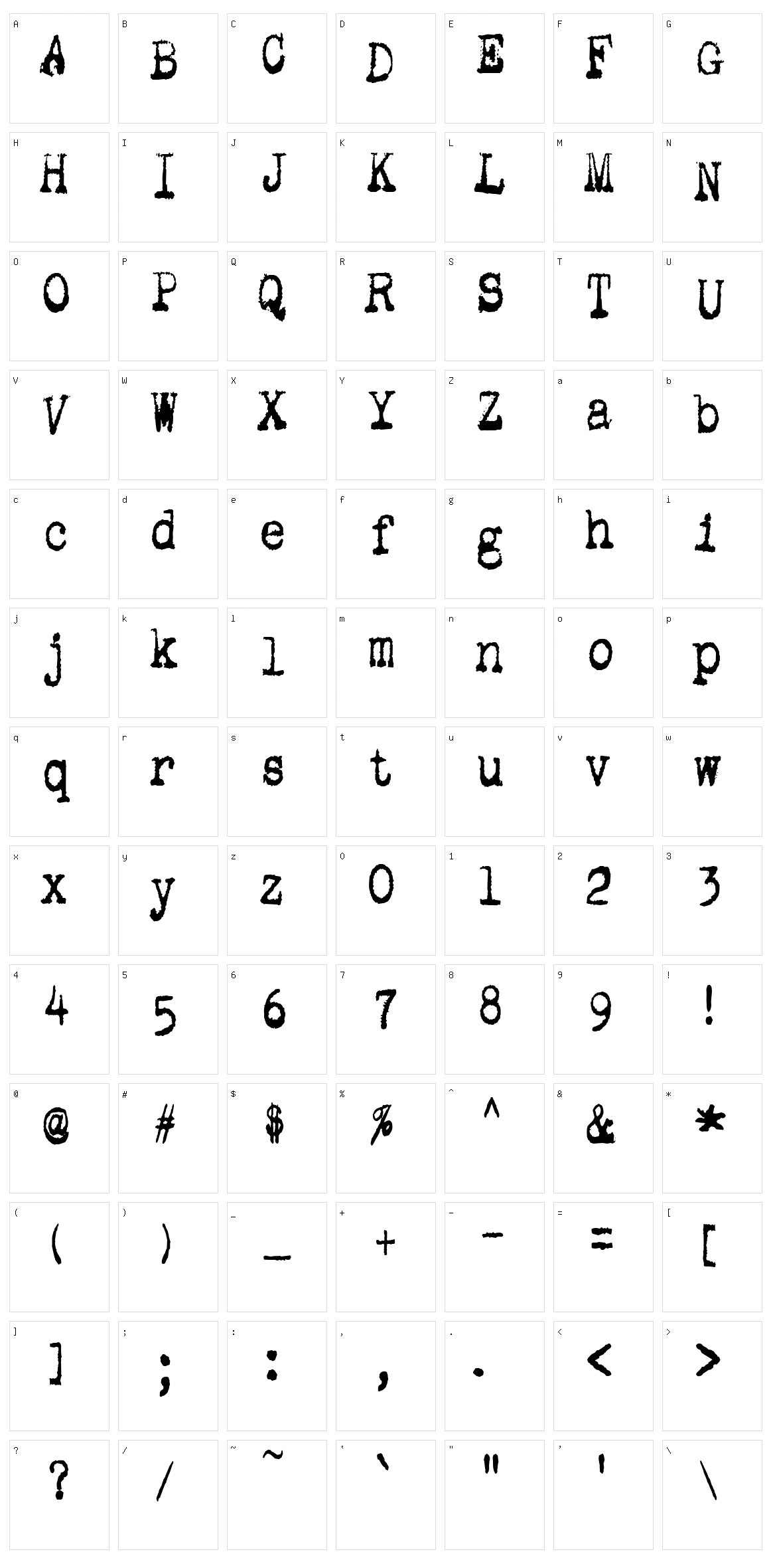 Gutter Vomit Character Set