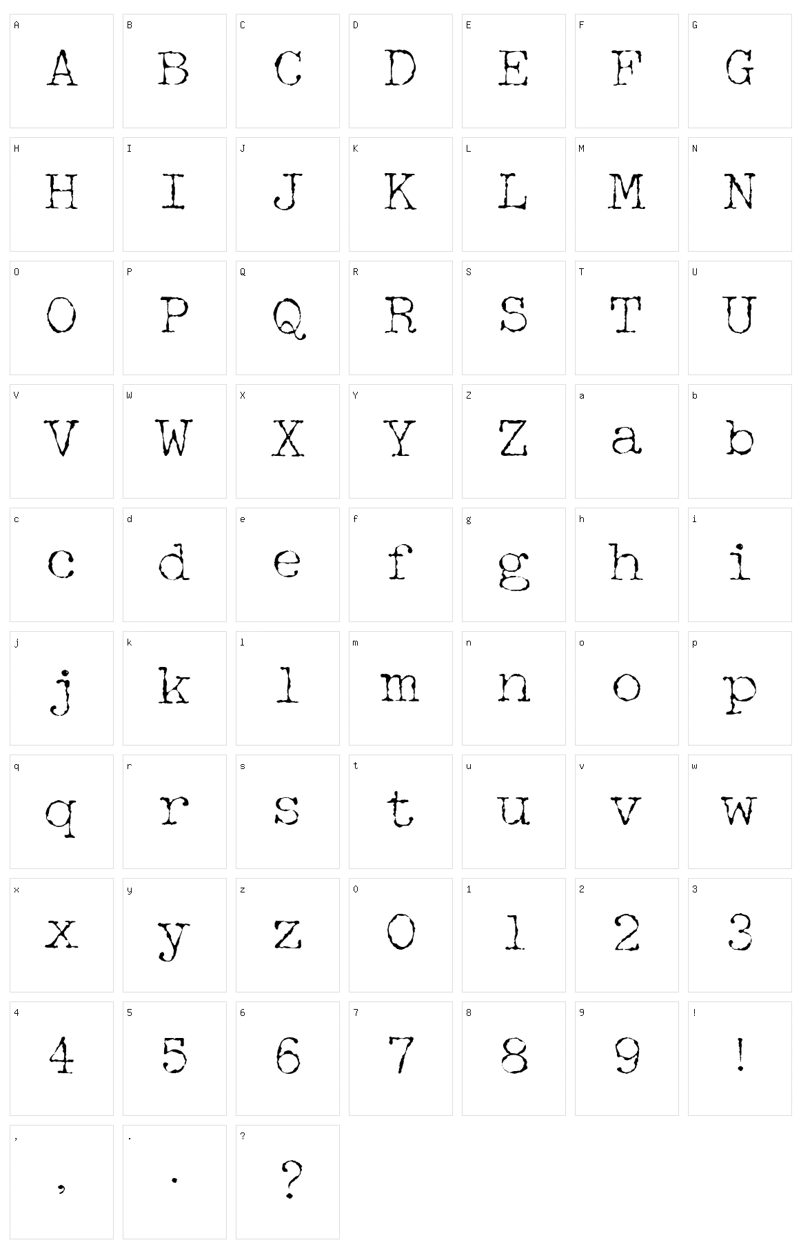 Halbstarke Pica Character Set