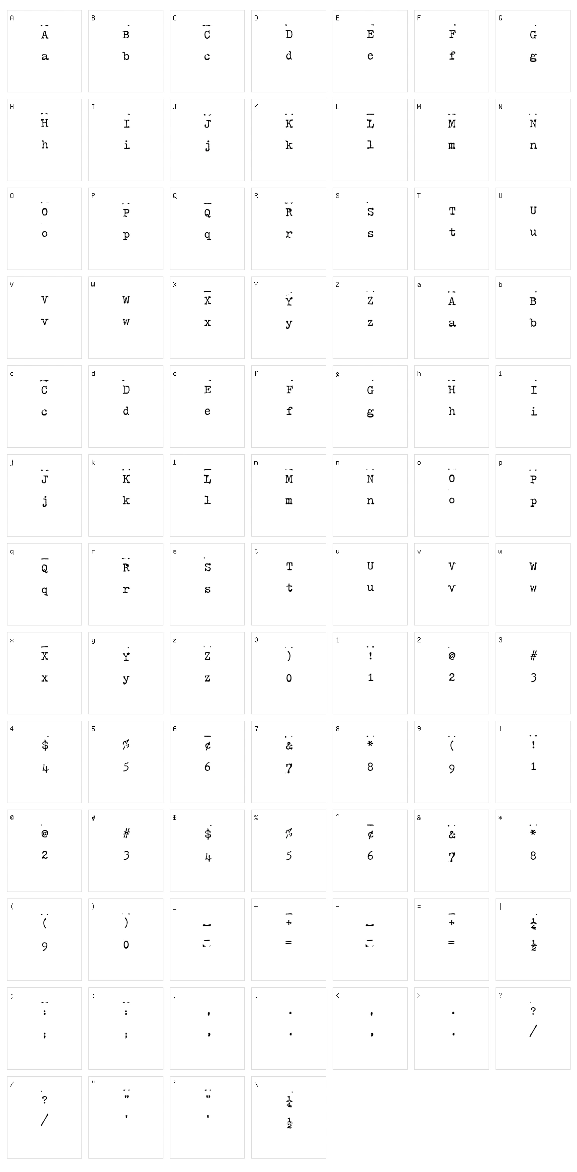 Hammer Keys Character Set