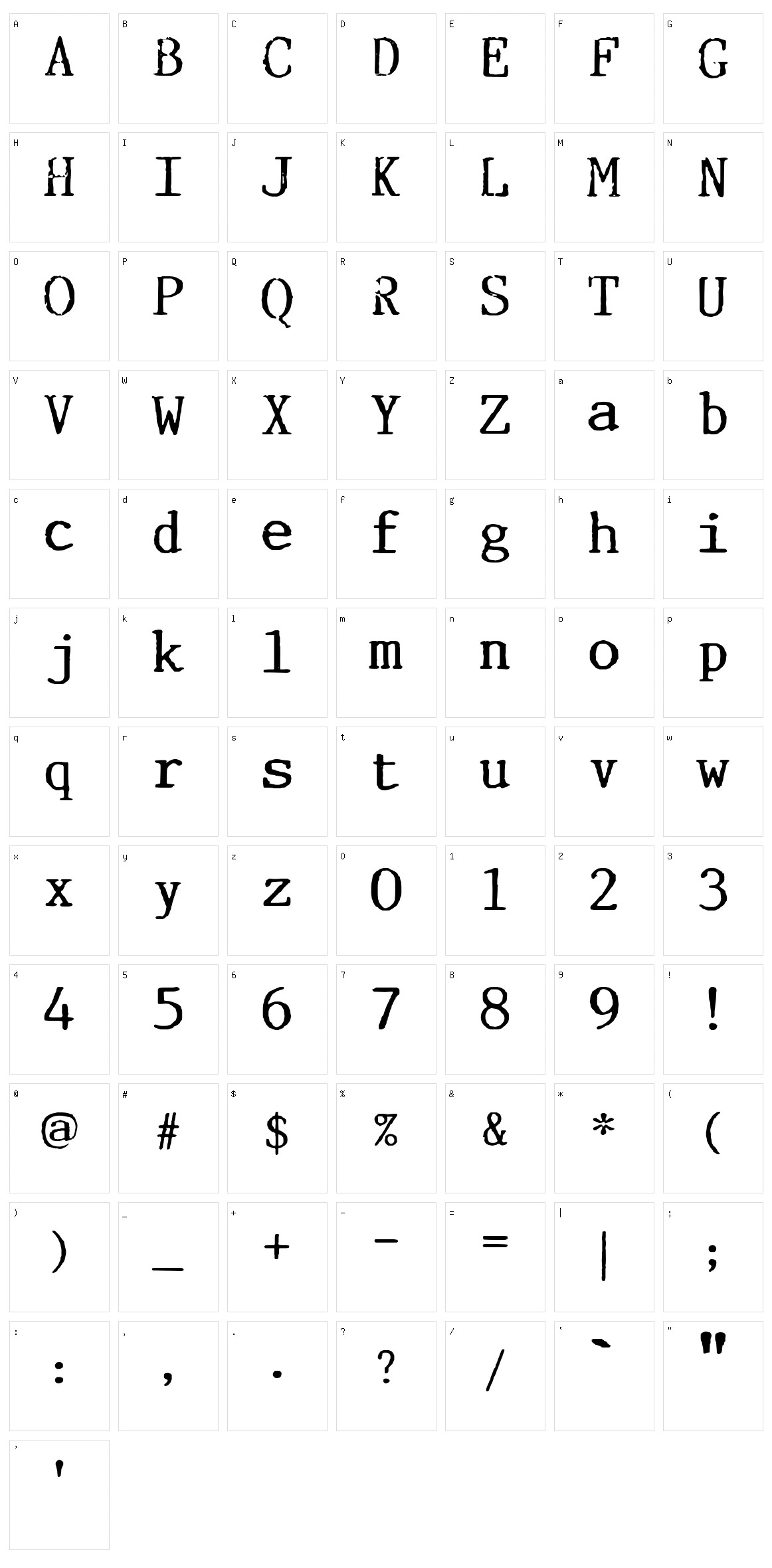 Incognitype Character Set