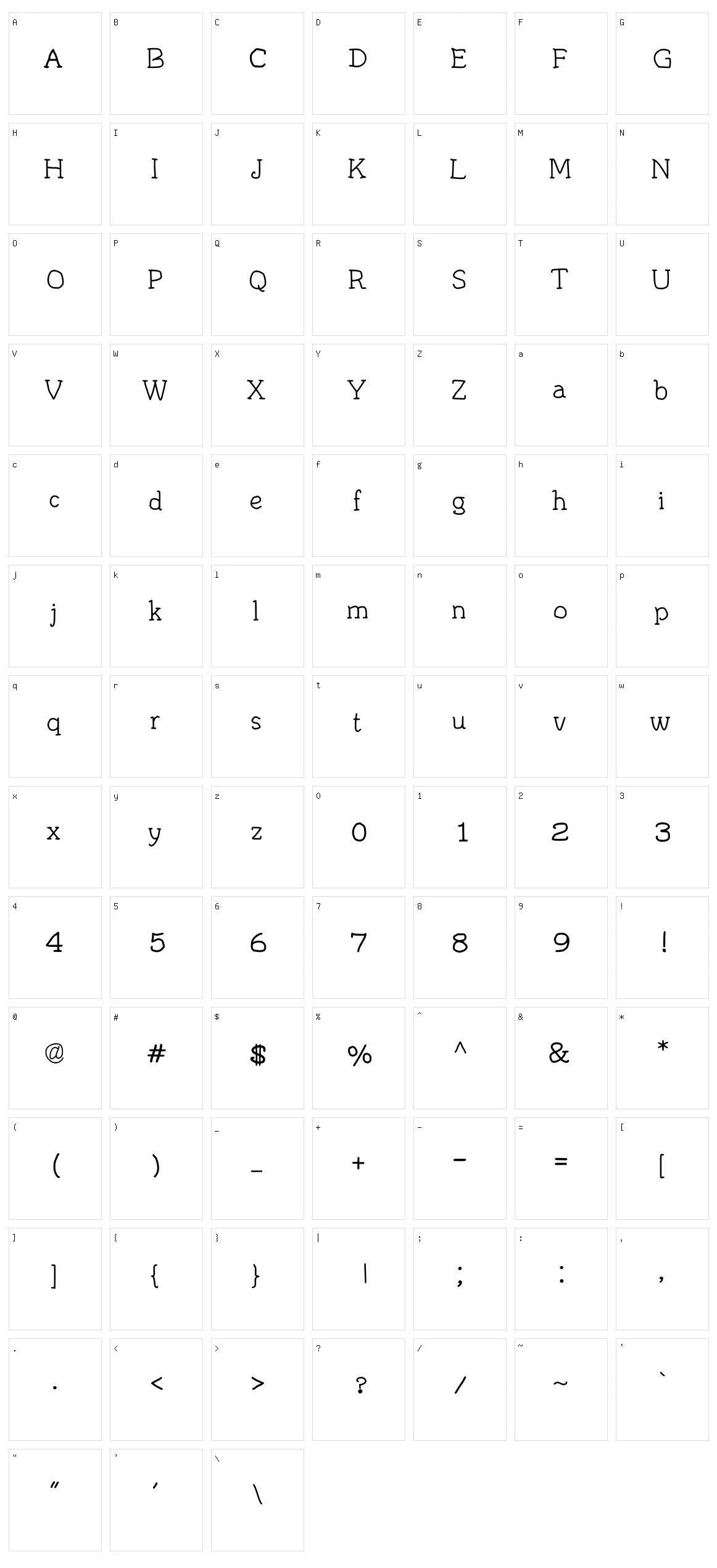 JD Irregutype Character Set