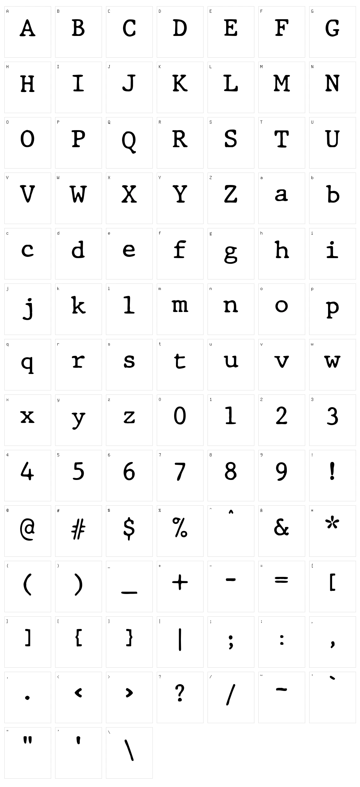 JMH Typewriter Dry Character Set