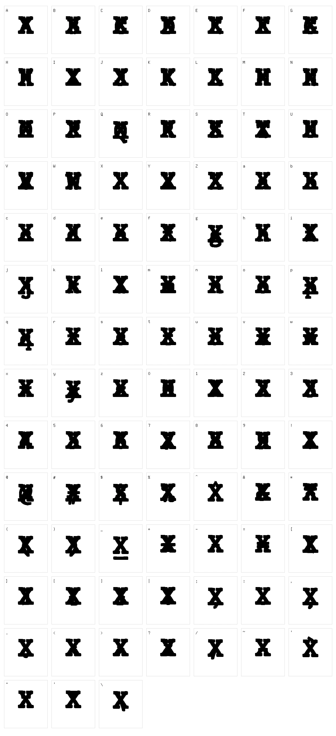 JMH Typewriter Mono Character Set