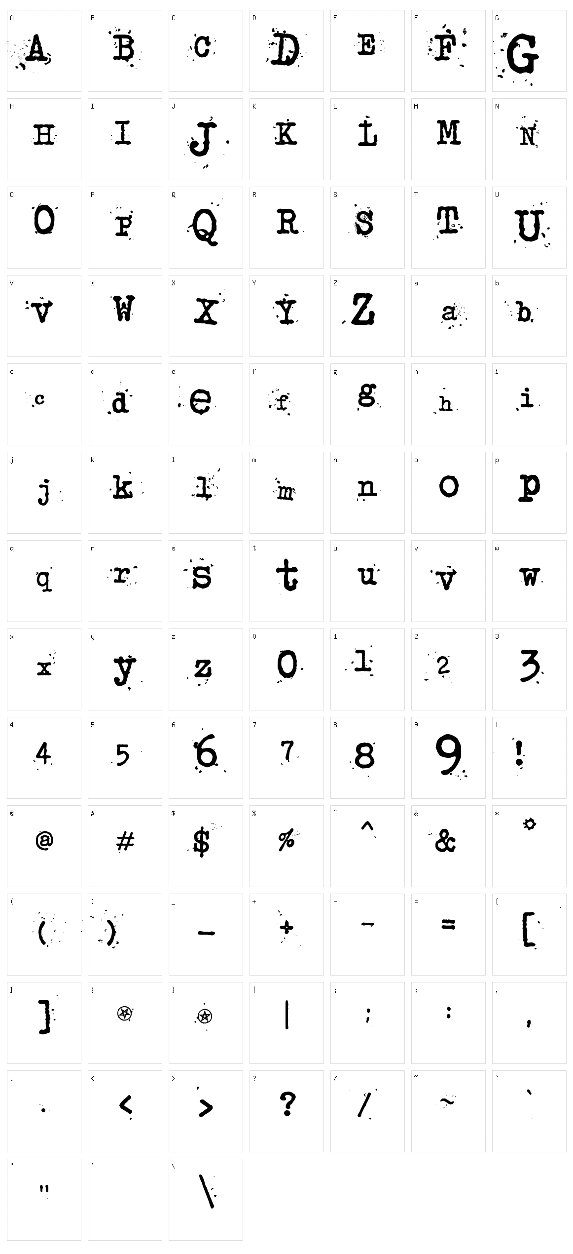 Junko's Typewriter Character Set