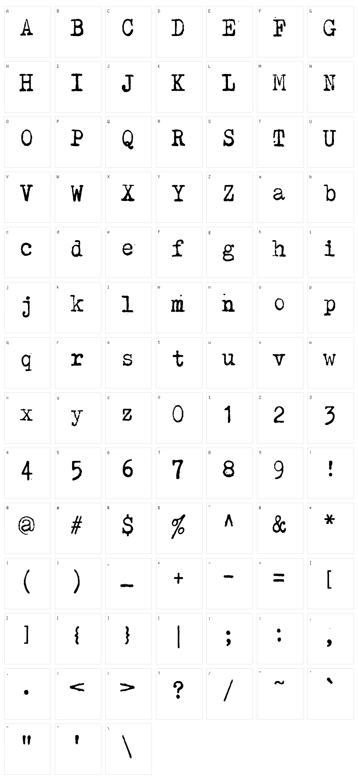 Kirjainkone Character Set