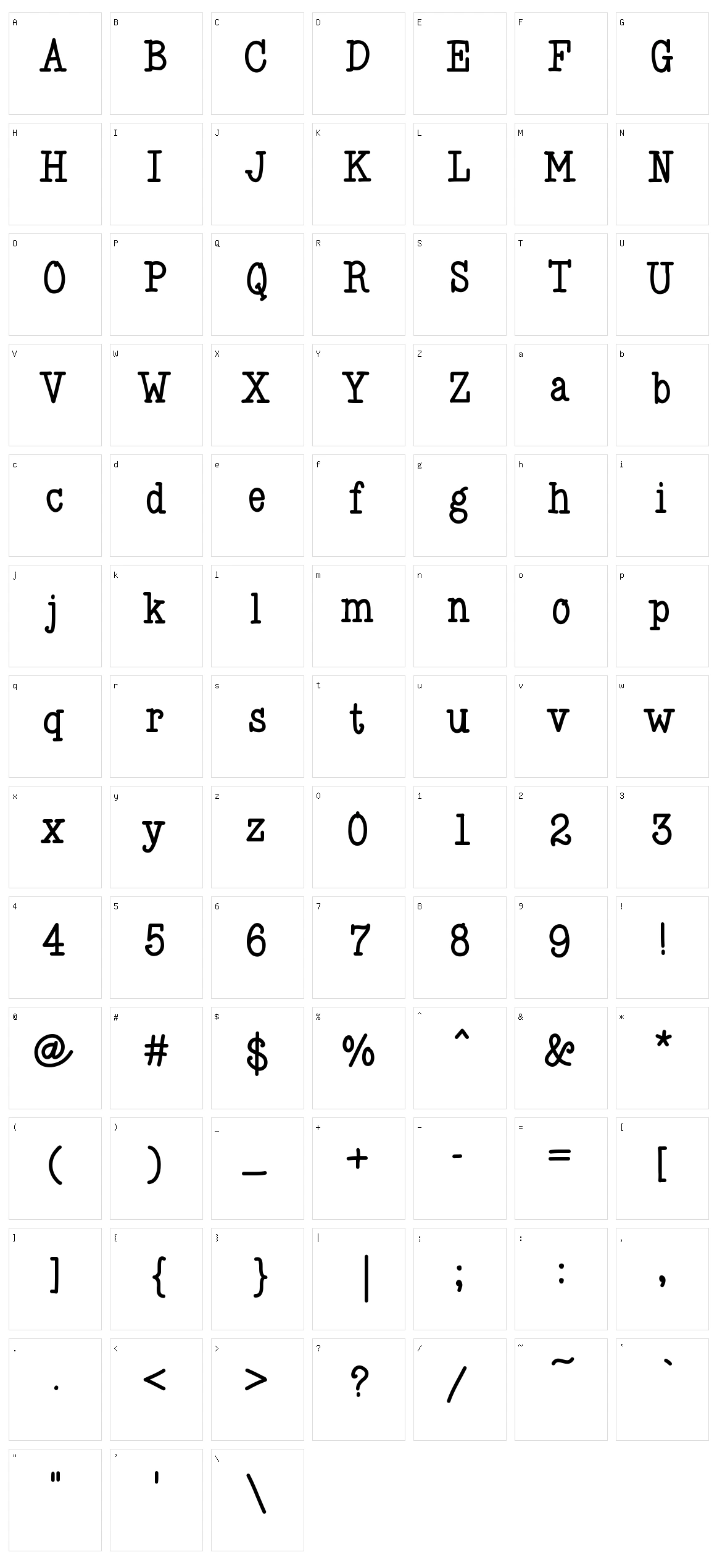 KL Gabe Character Set