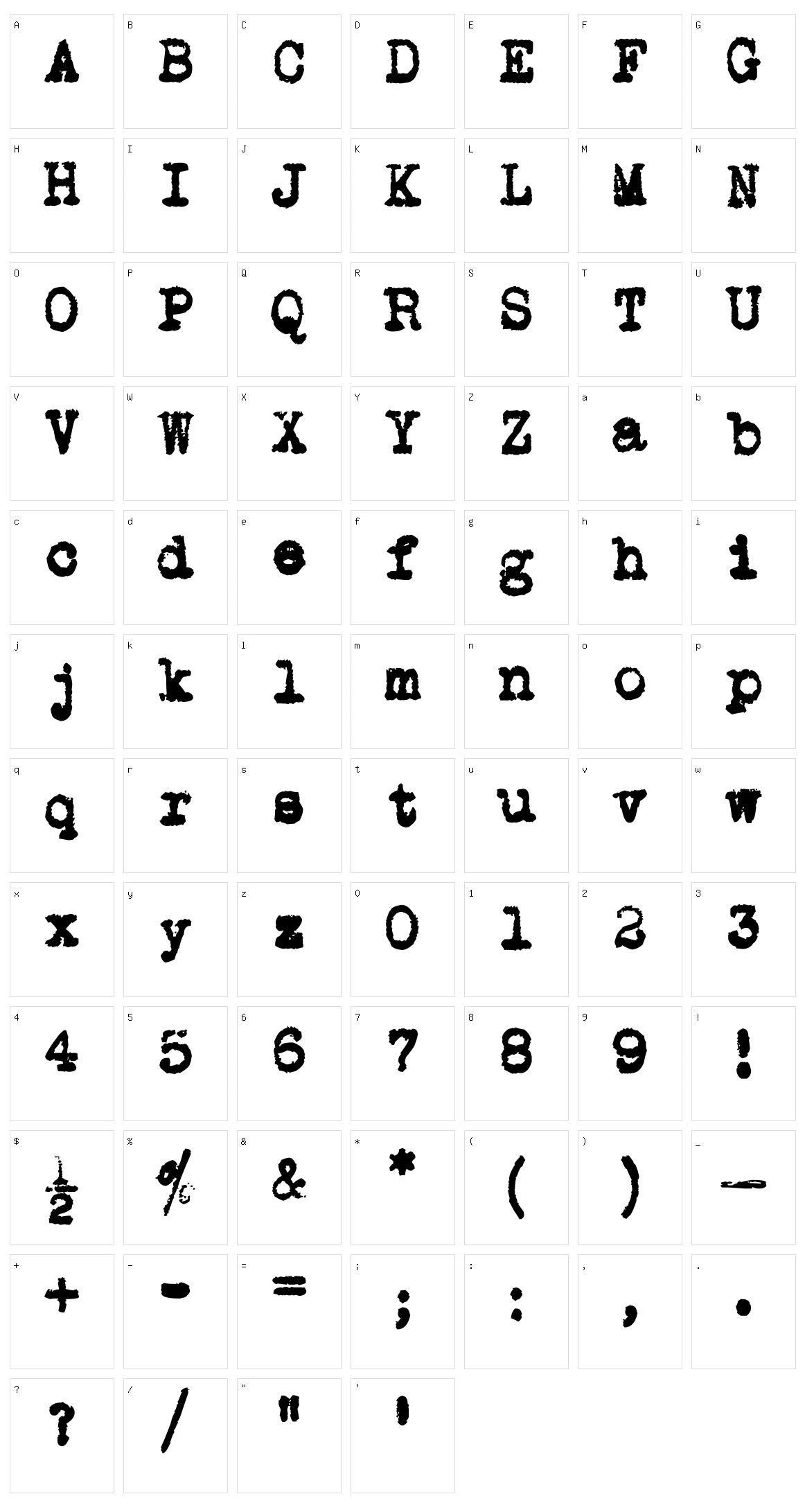 L.C. Smith 5 Typewriter Character Set