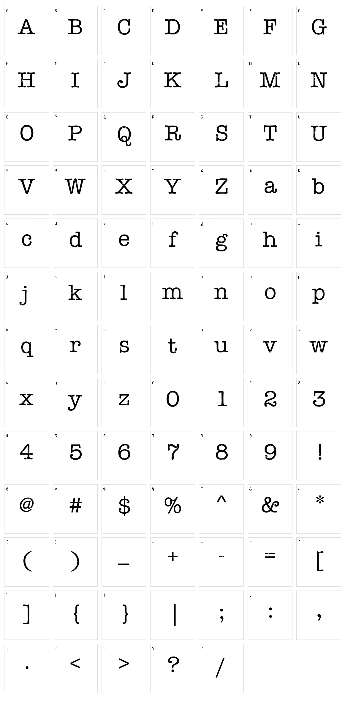 Linowrite Character Set