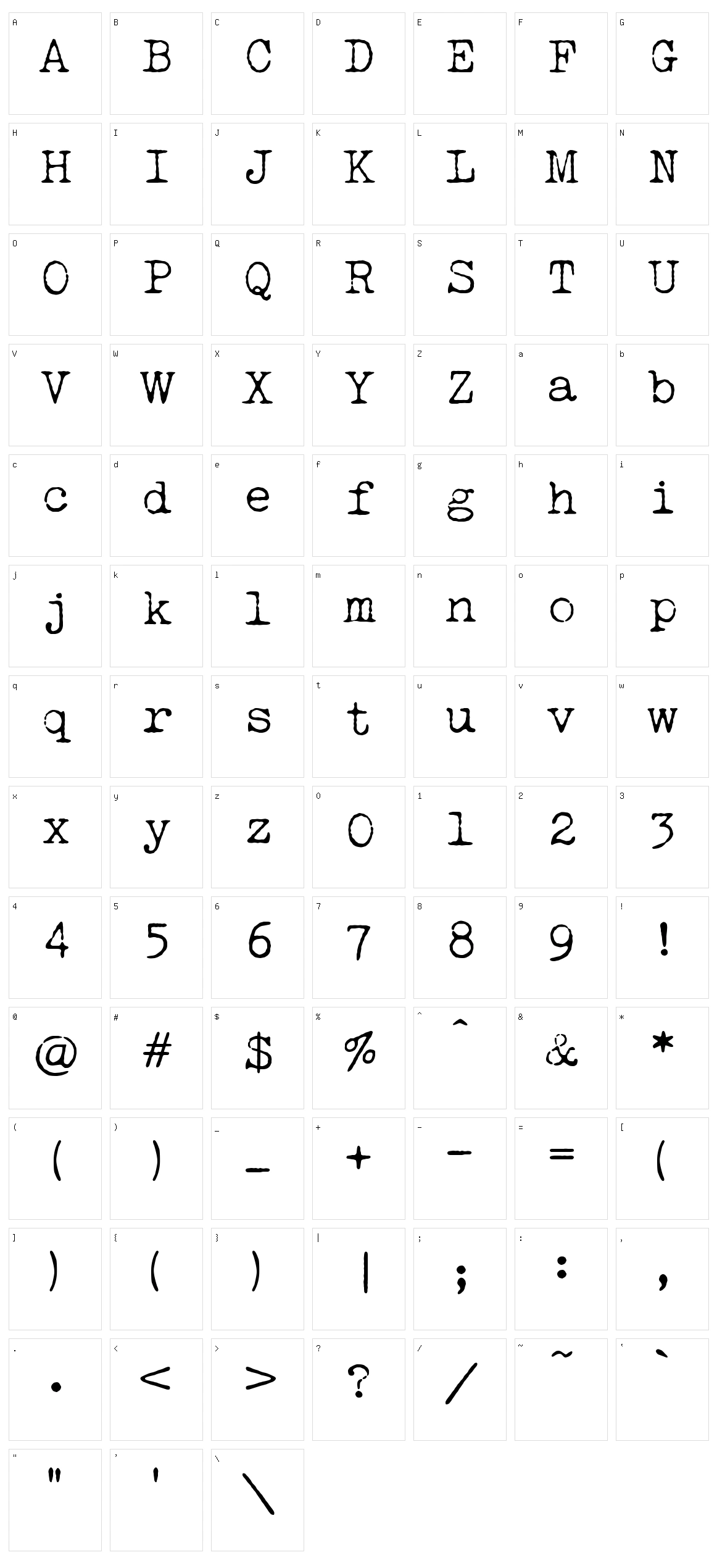 Lucky Typewriter Character Set