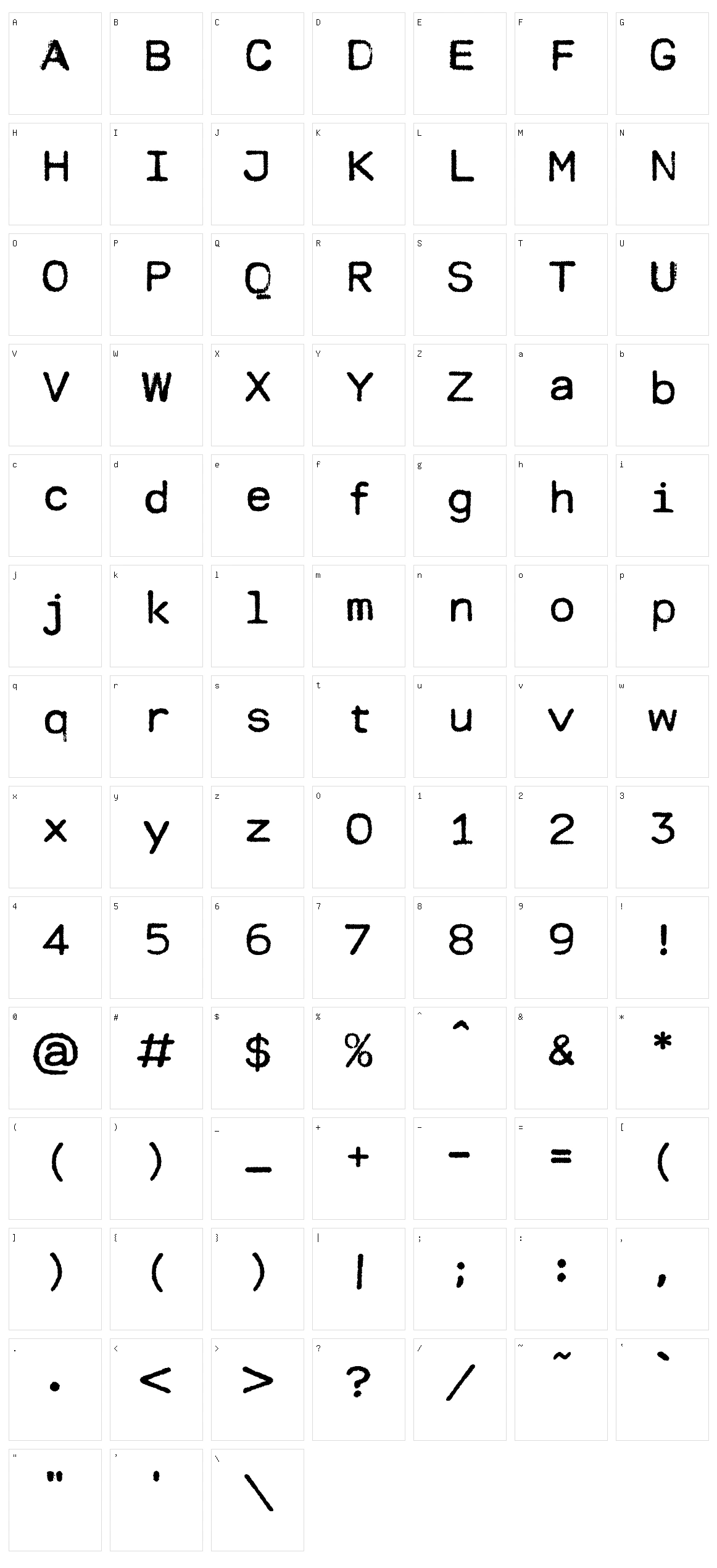 Modern Typewriter Character Set