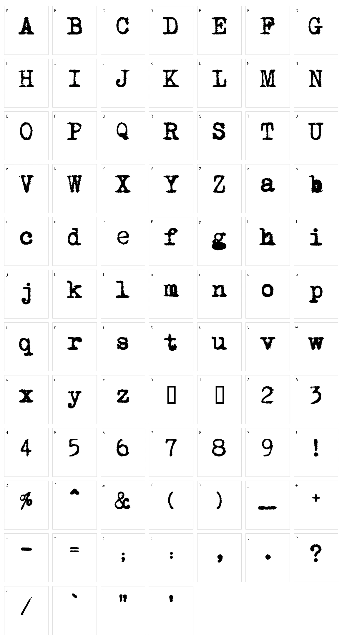 Mom's Typewriter Character Set