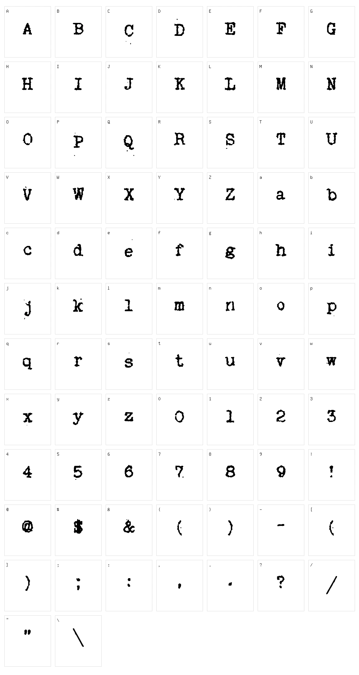 My Old Remington Character Set
