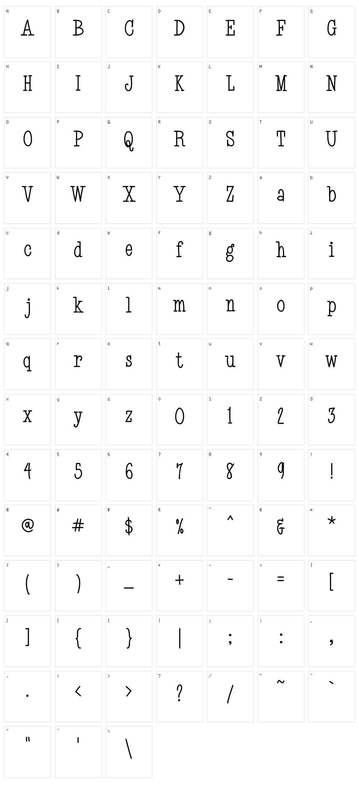 My Skinny Type Character Set