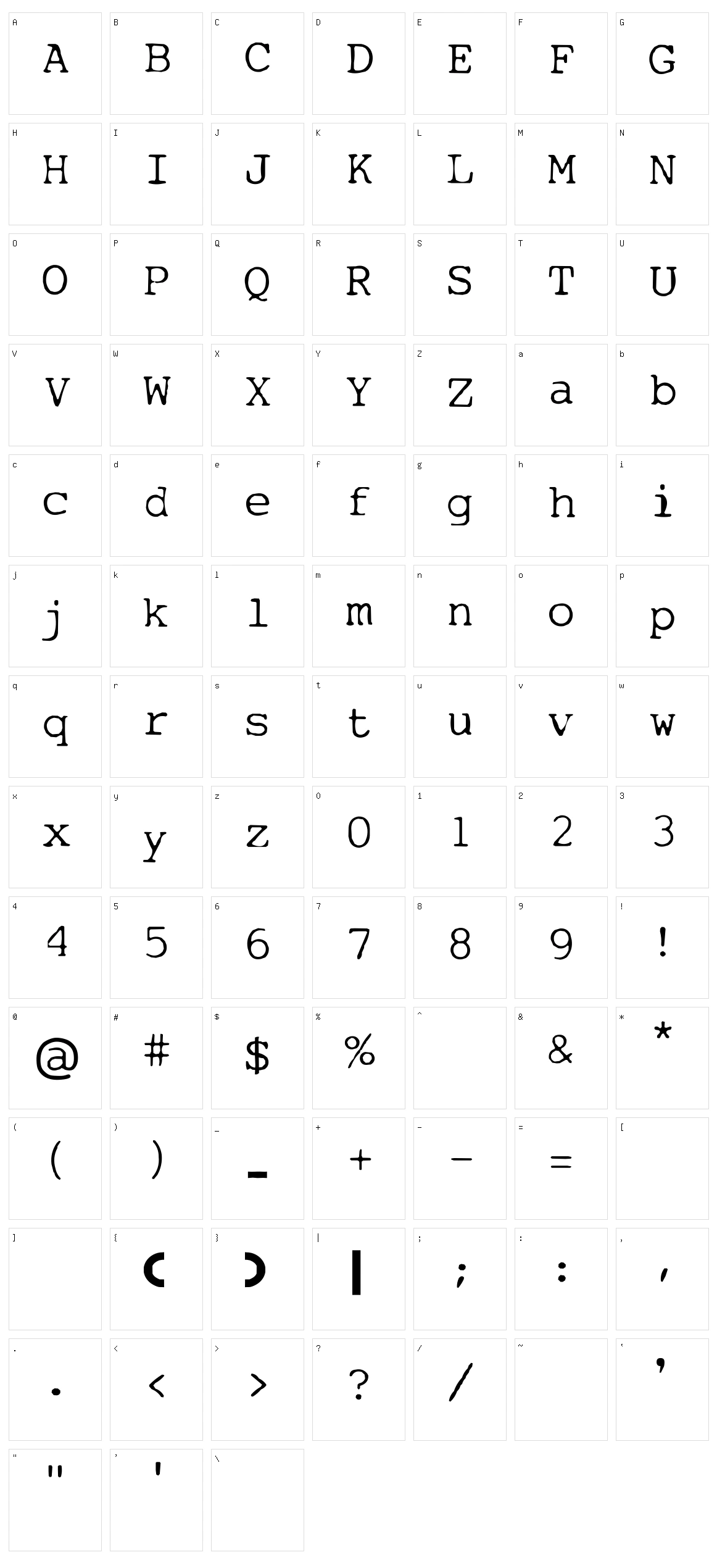 My type of font Character Set