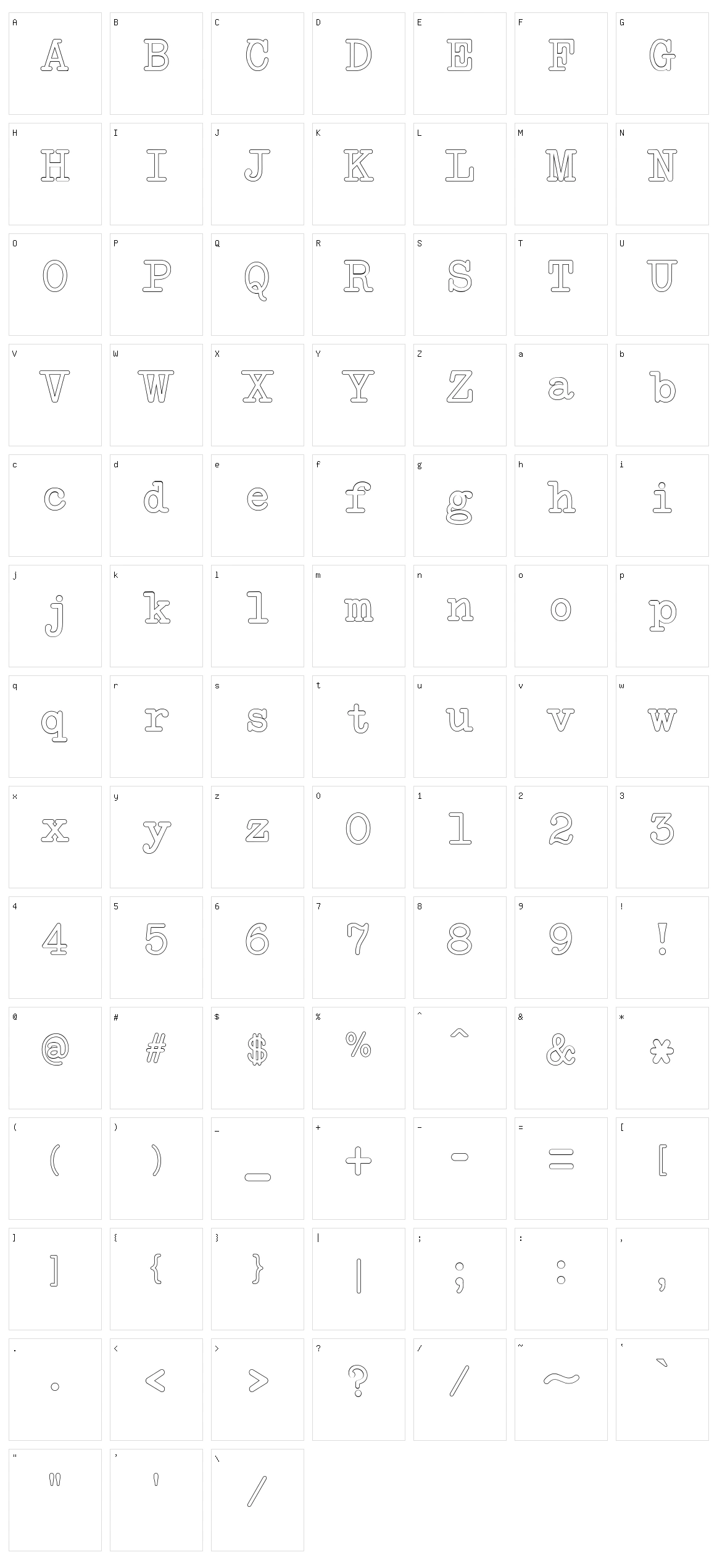 NeoBulletin Character Set