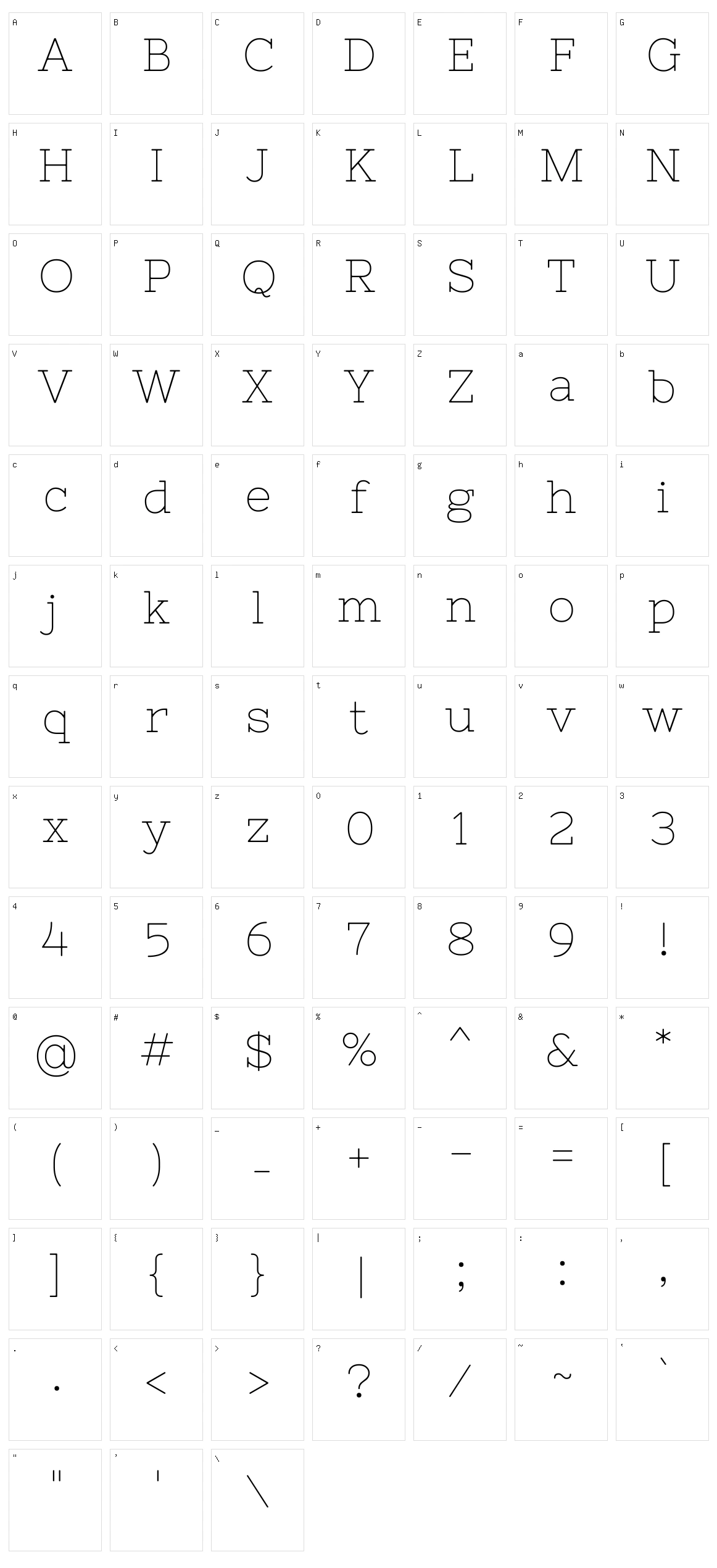 Nixie One Character Set