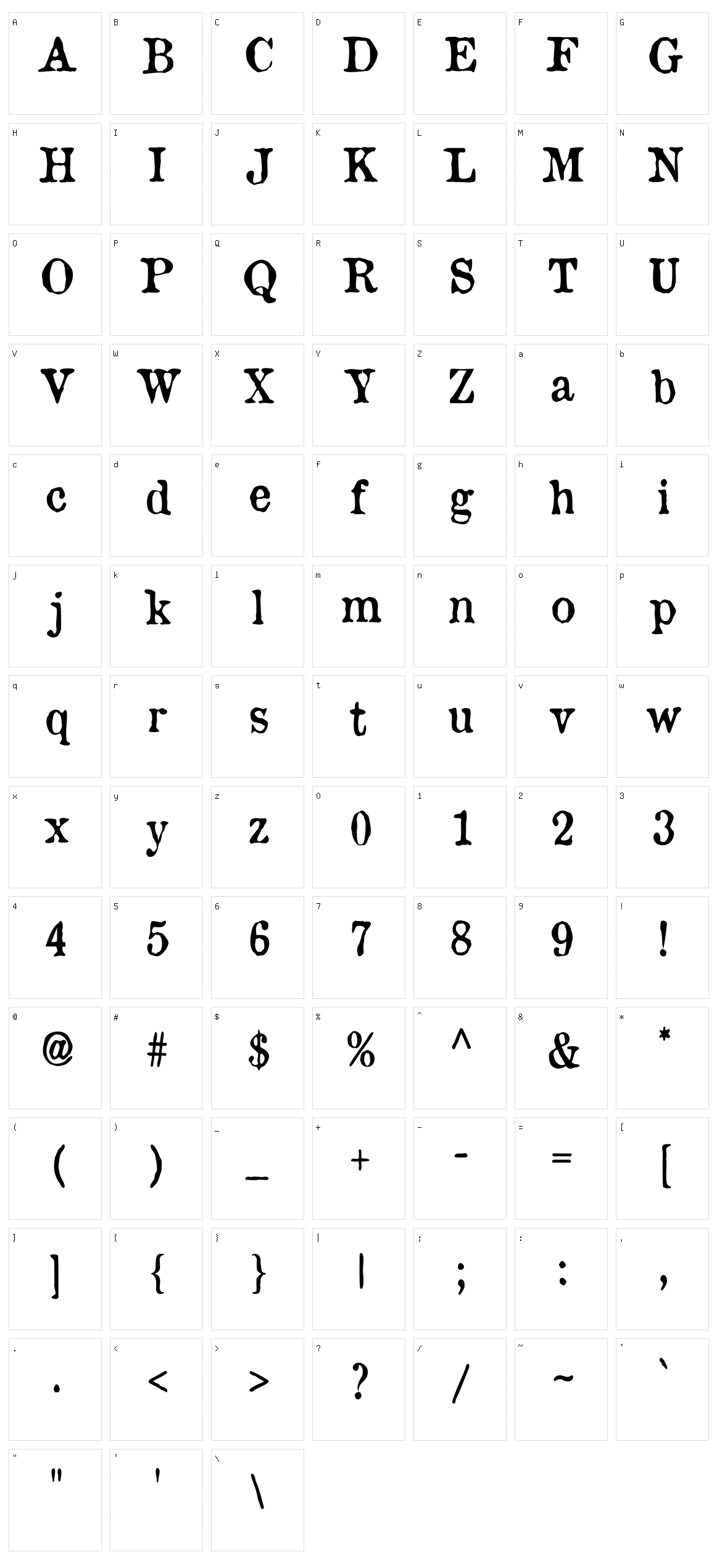 Old Newspaper Types Character Set