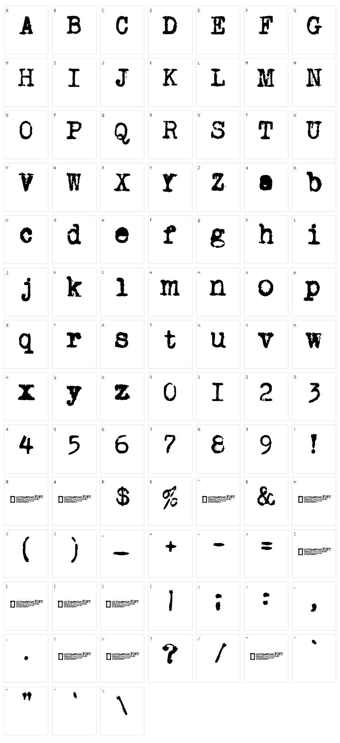 Old Typewriter Character Set