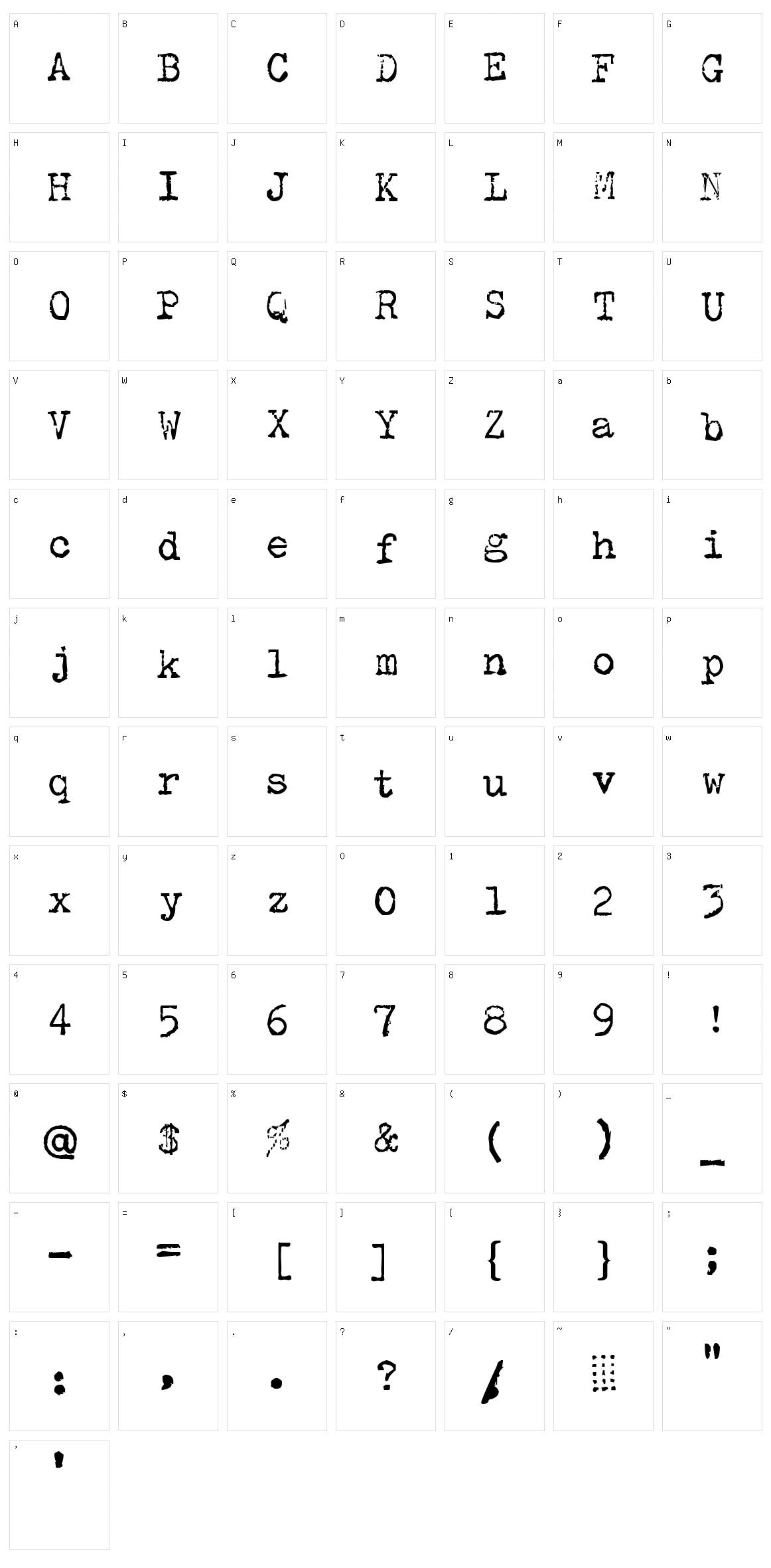 Olivetti Type 2 Character Set