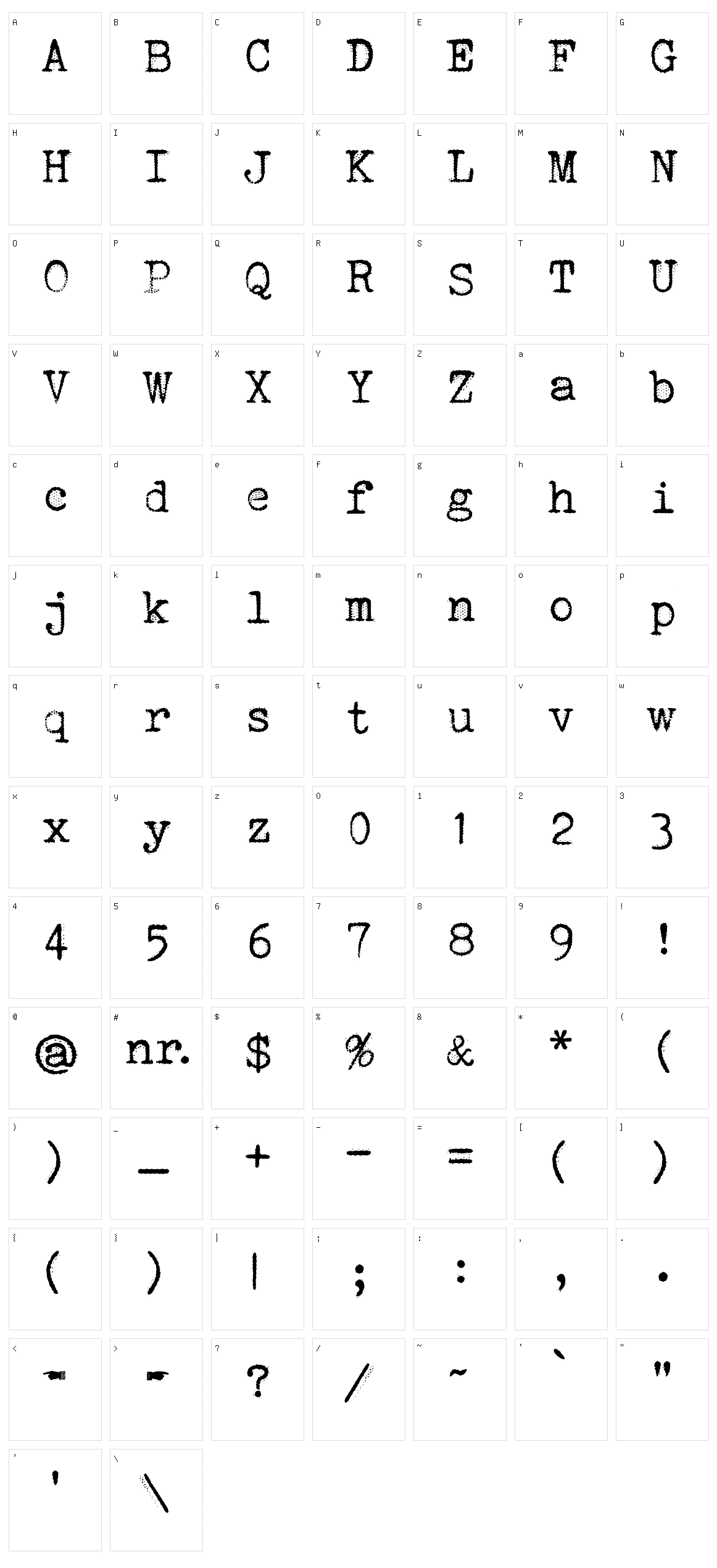 Orange Typewriter Character Set