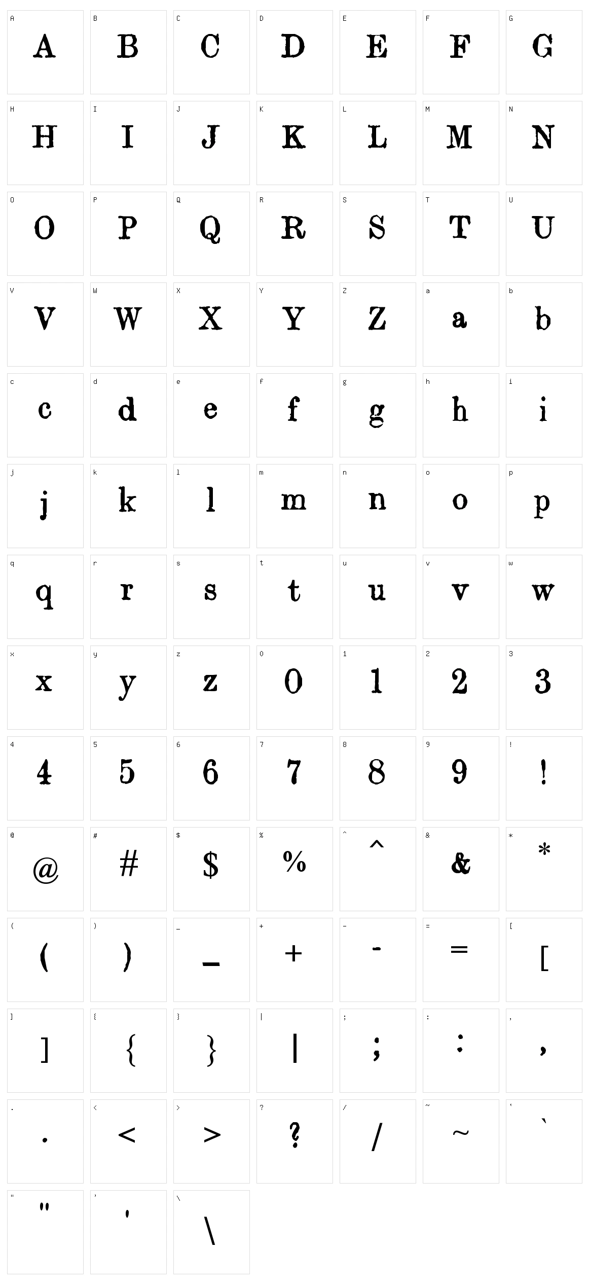 Orwell Character Set