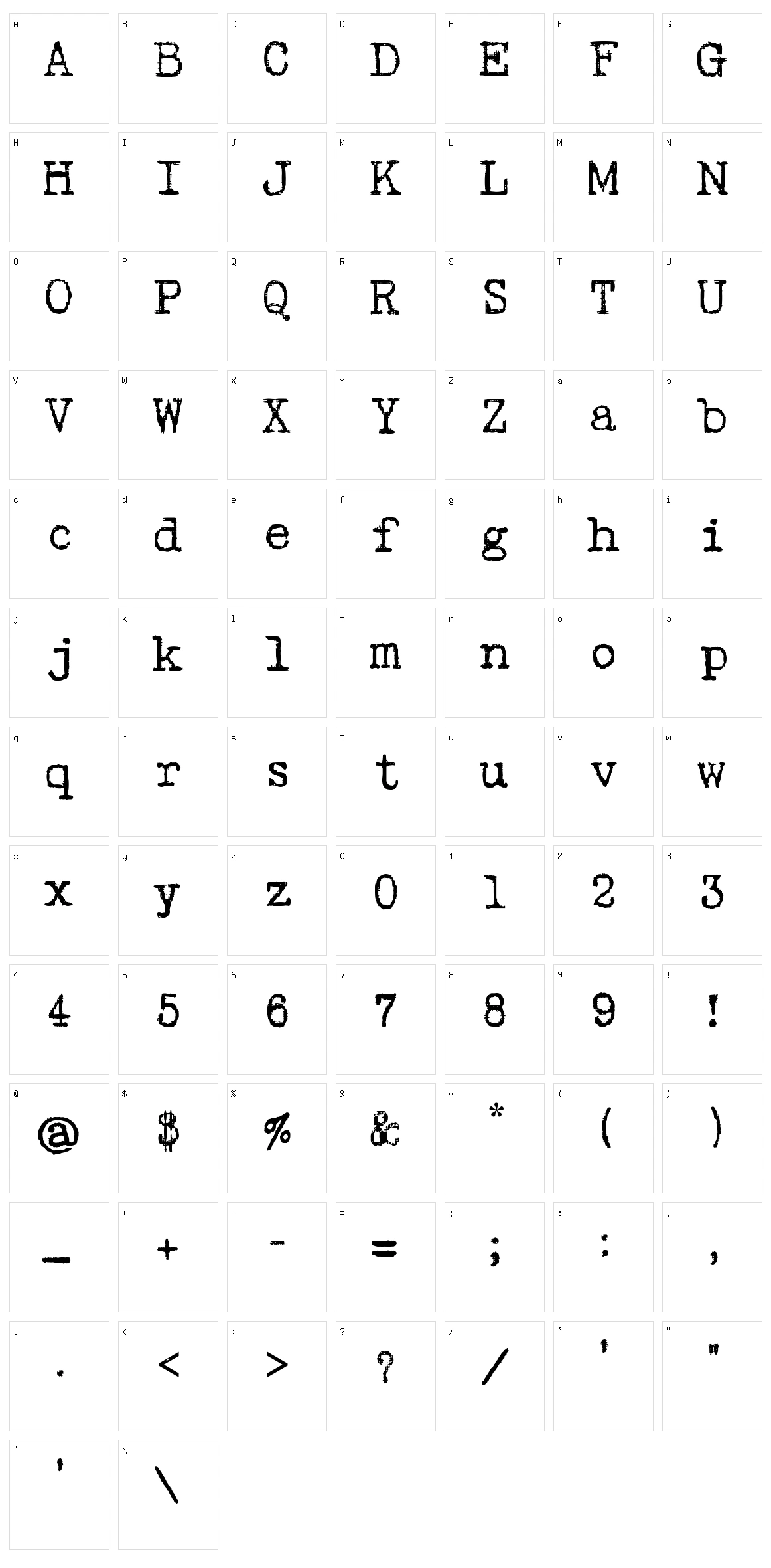 Psacstroj Character Set
