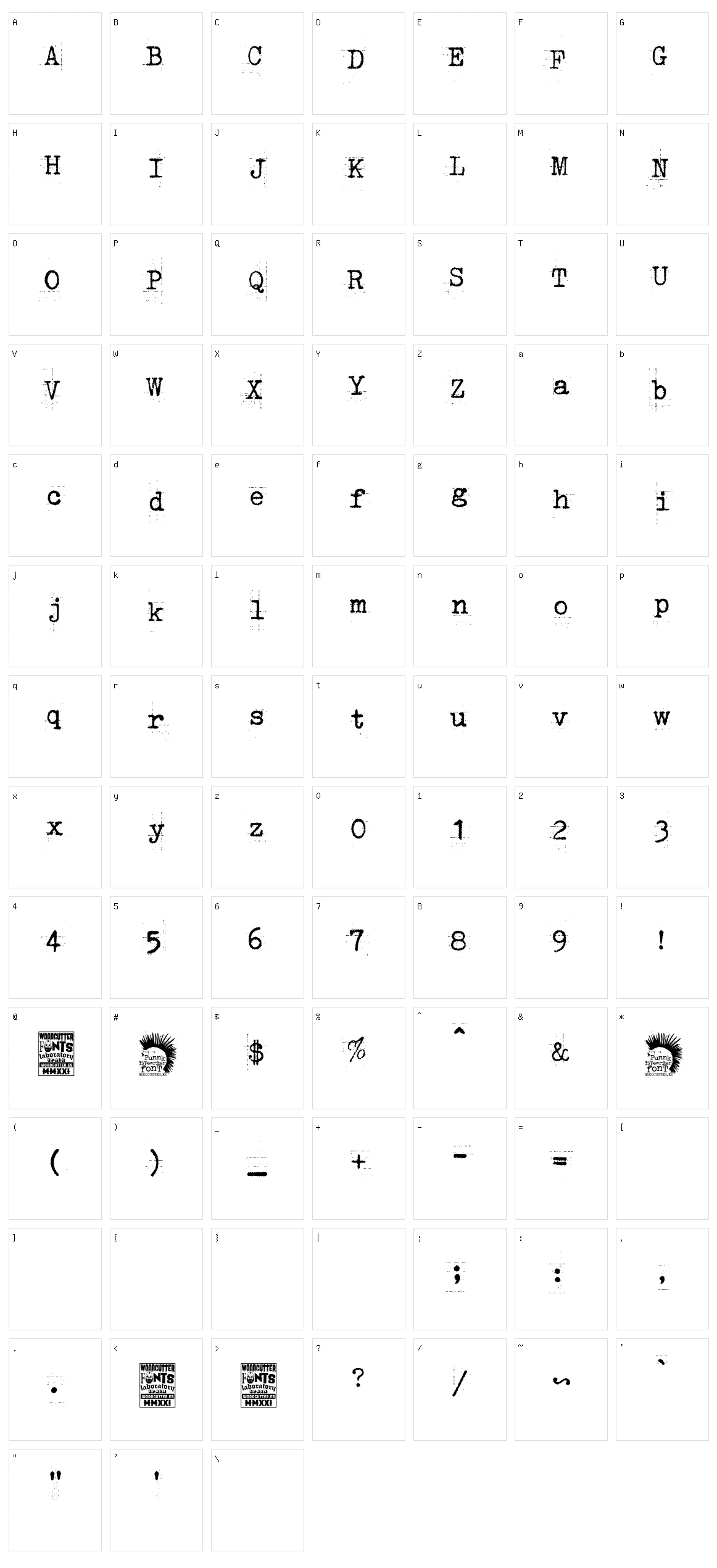 Punk Typewriter Character Set