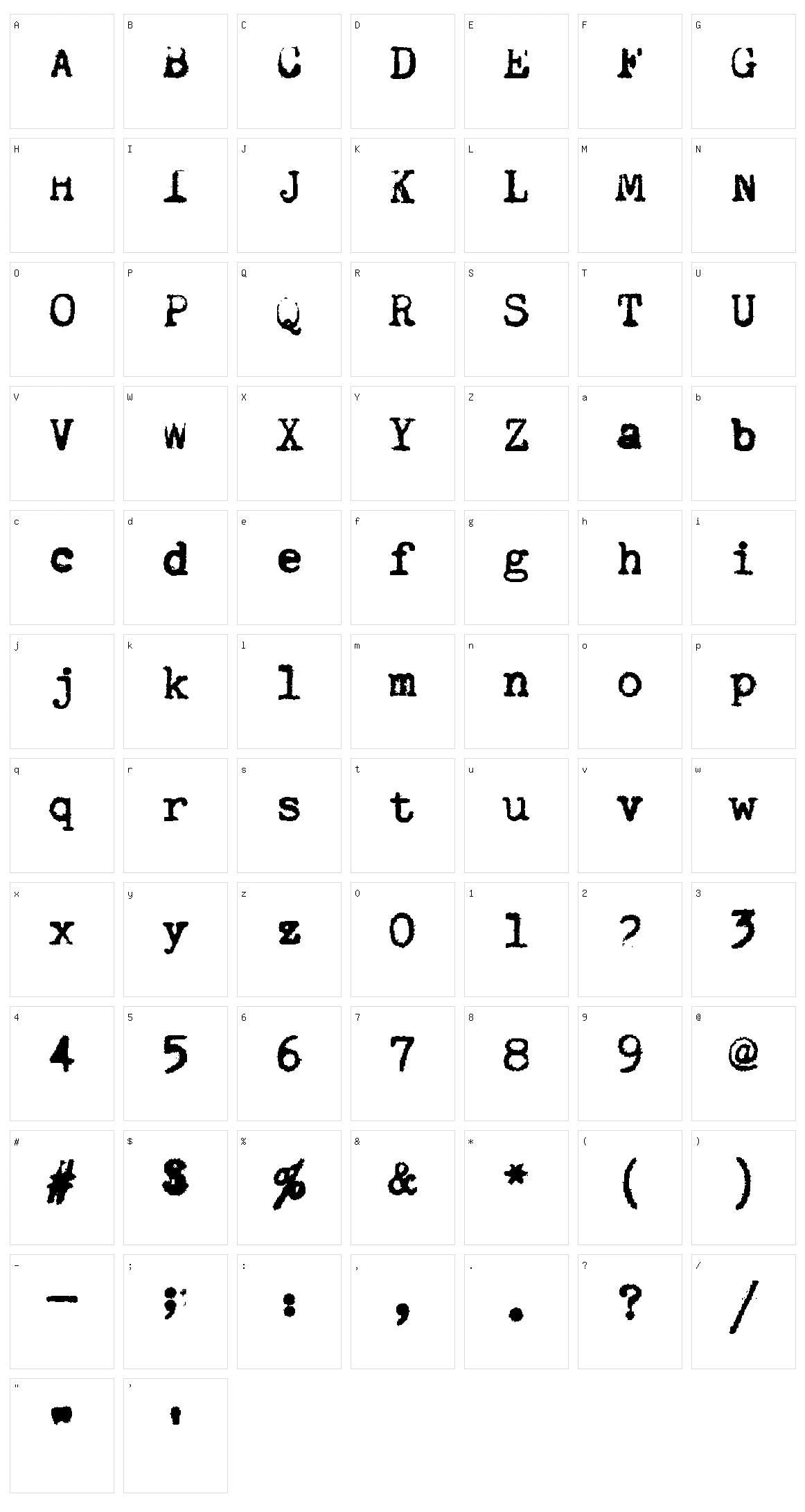 Quiet Typer Character Set