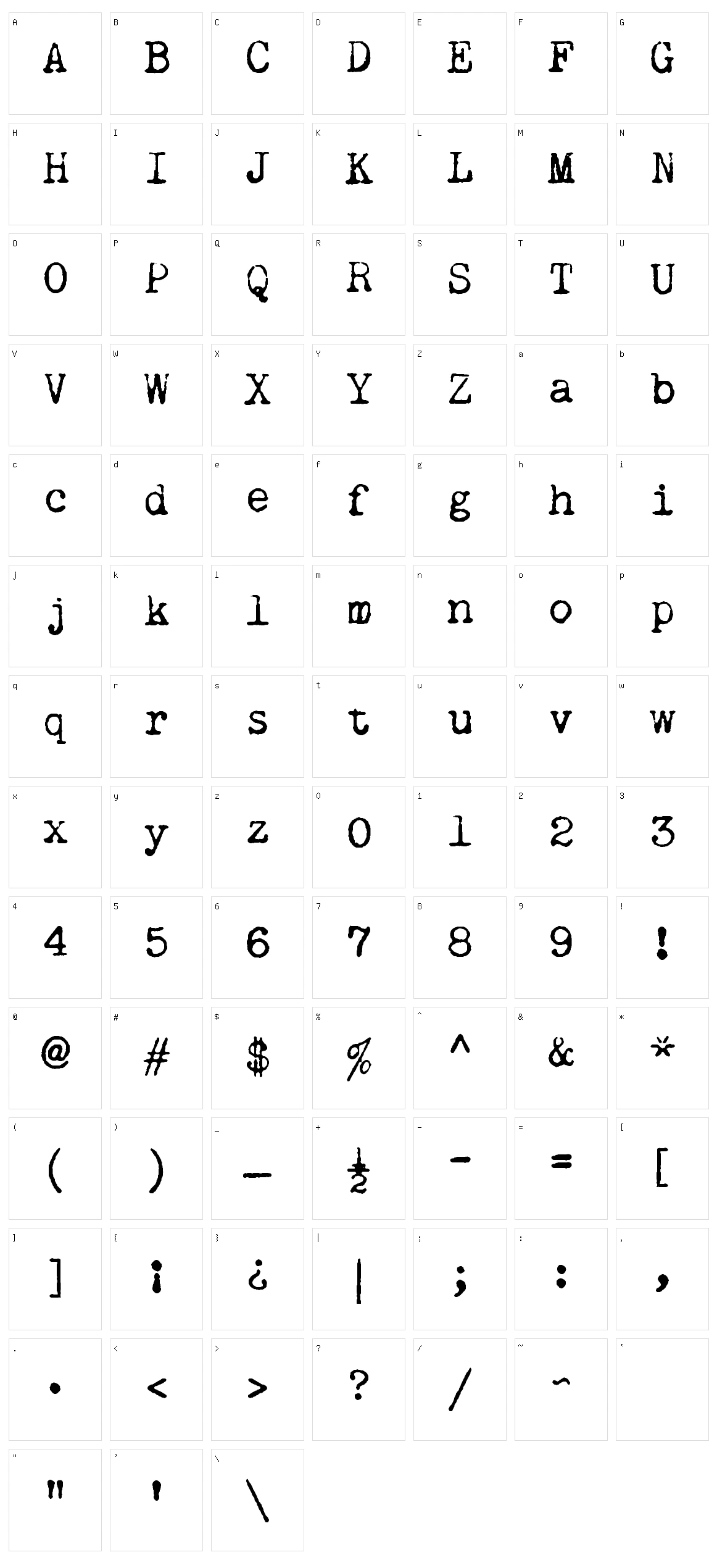 Remington Noiseless Character Set