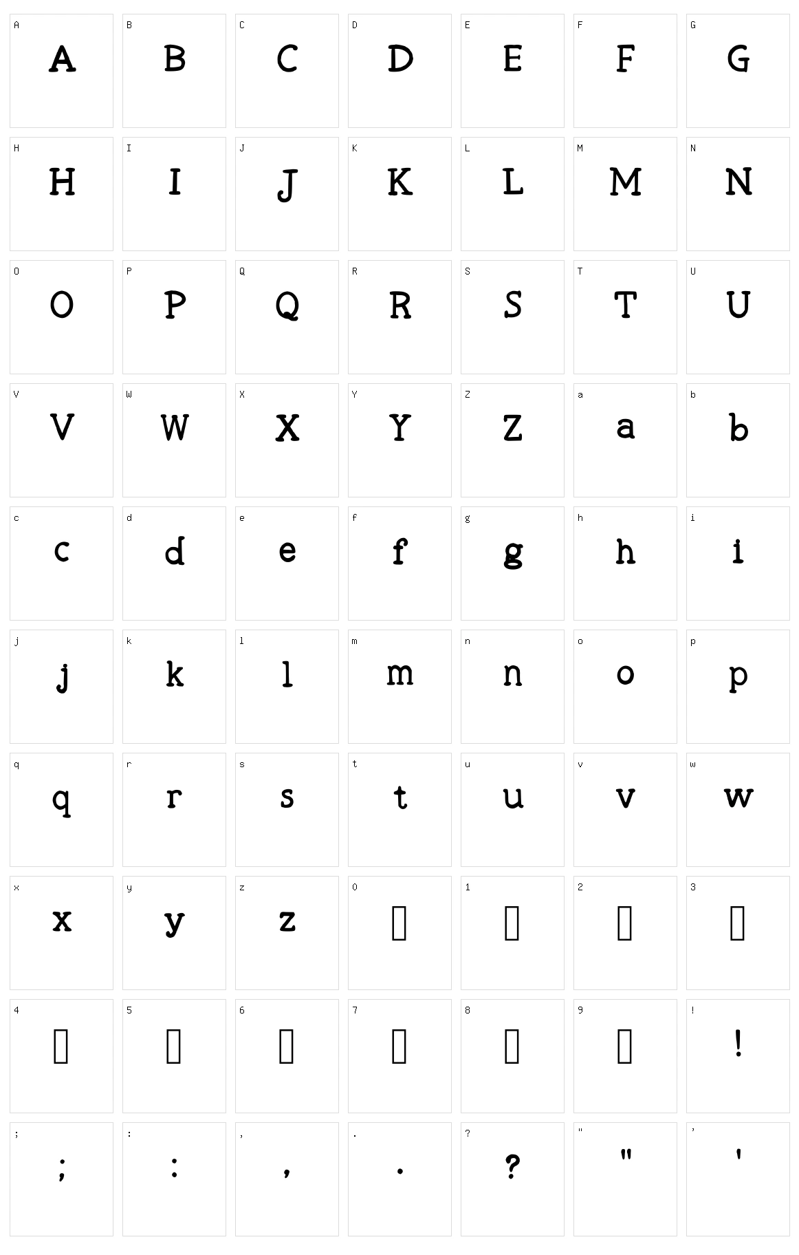Robs Typewriter Character Set