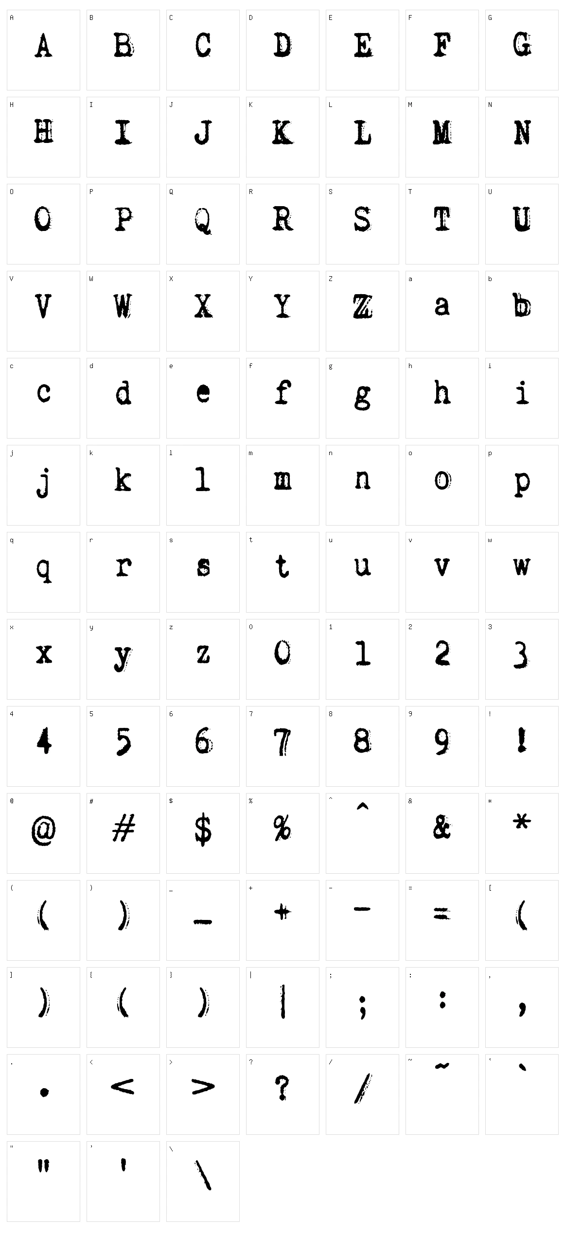 Rough Serif Character Set