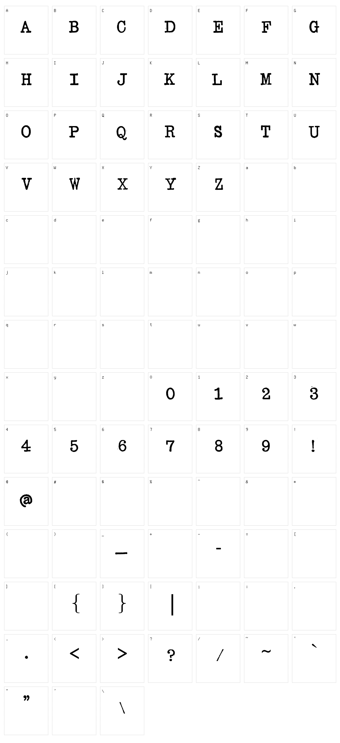 Senta Schreibmaschine Character Set