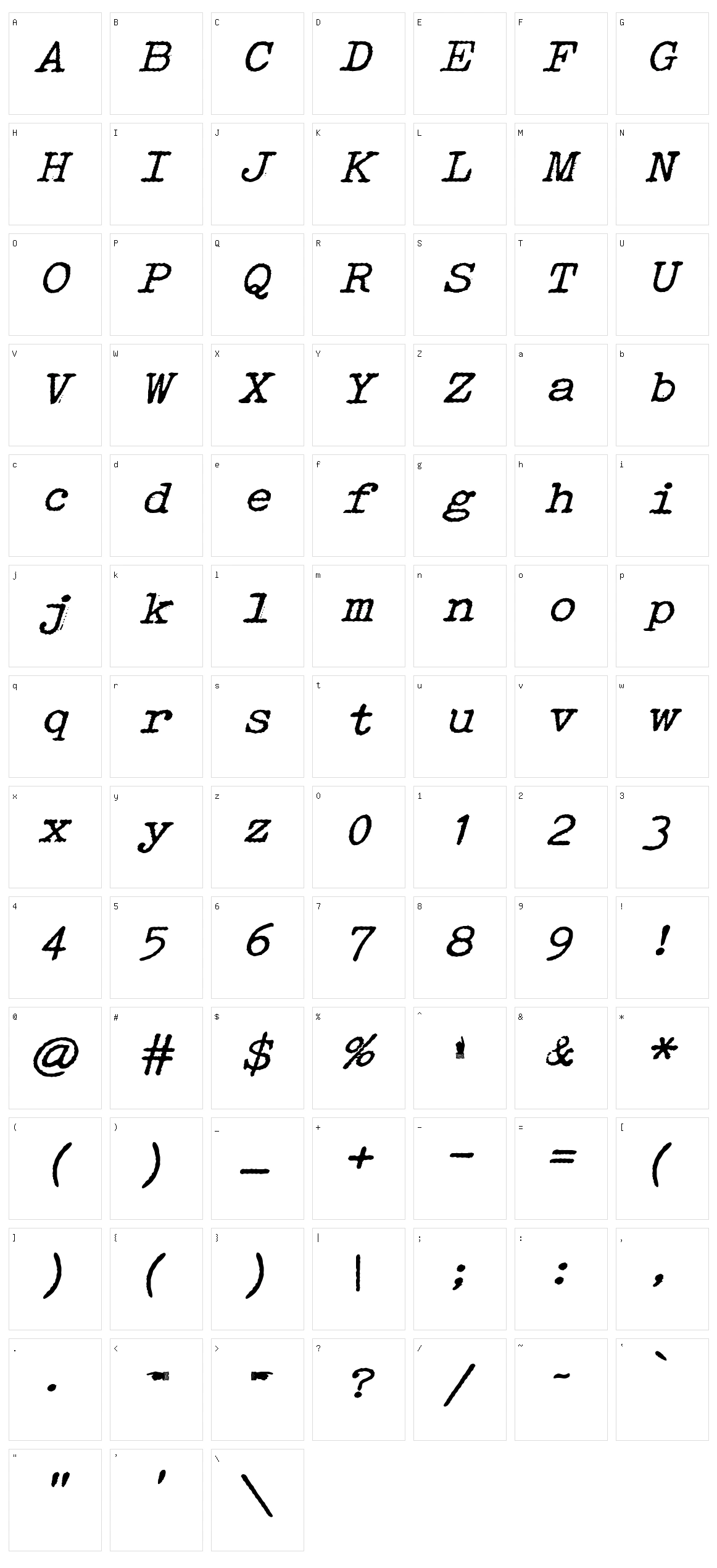 Speedwriter Character Set