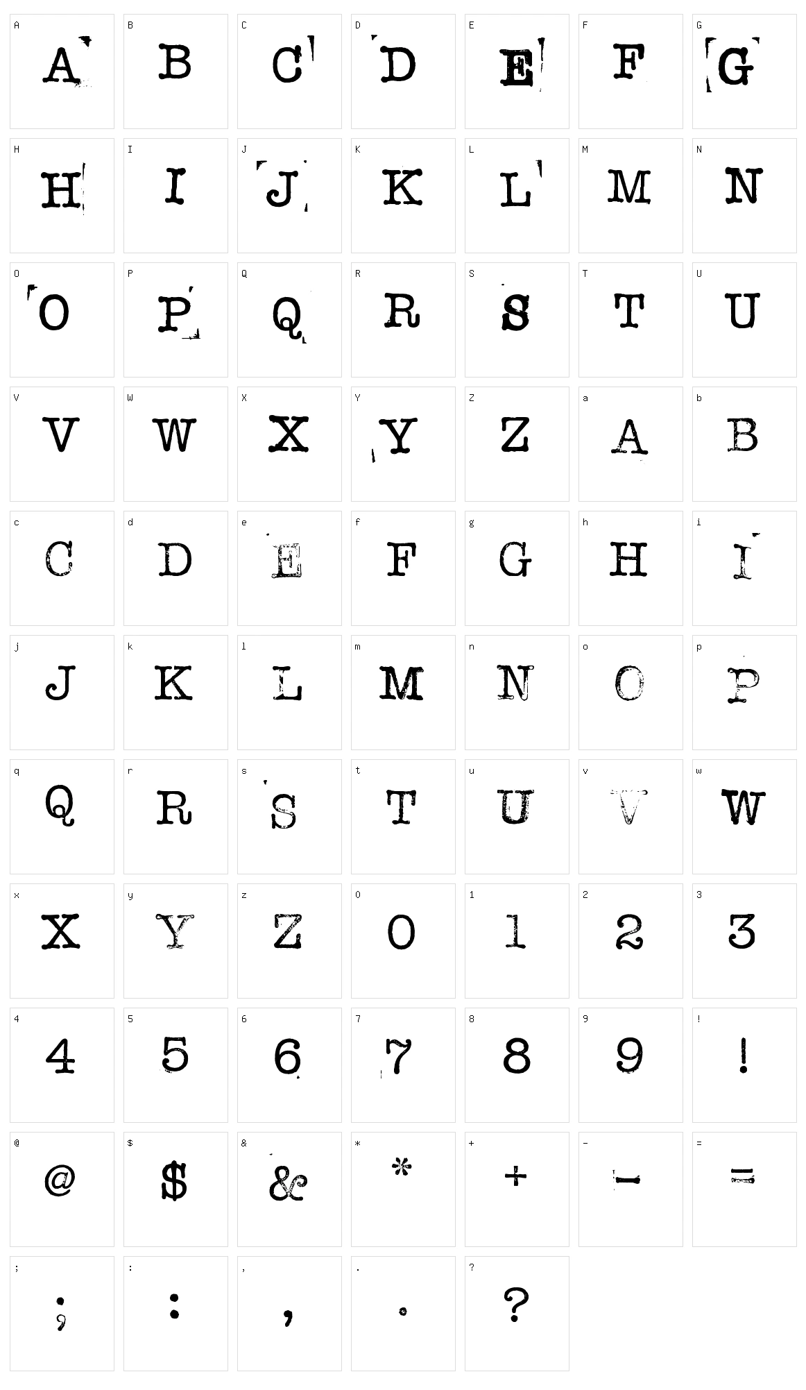 Stampwriter-Kit Character Set