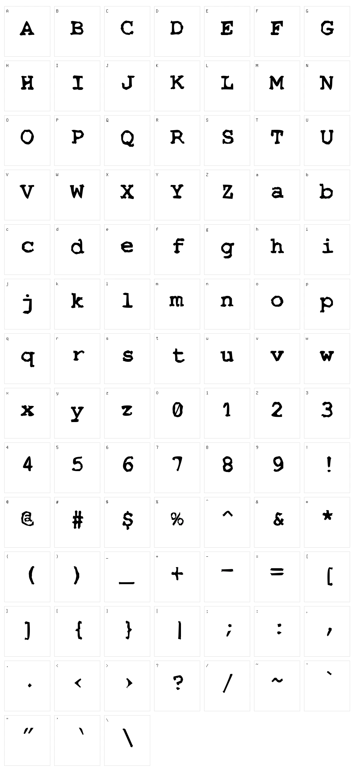 Stempel Character Set