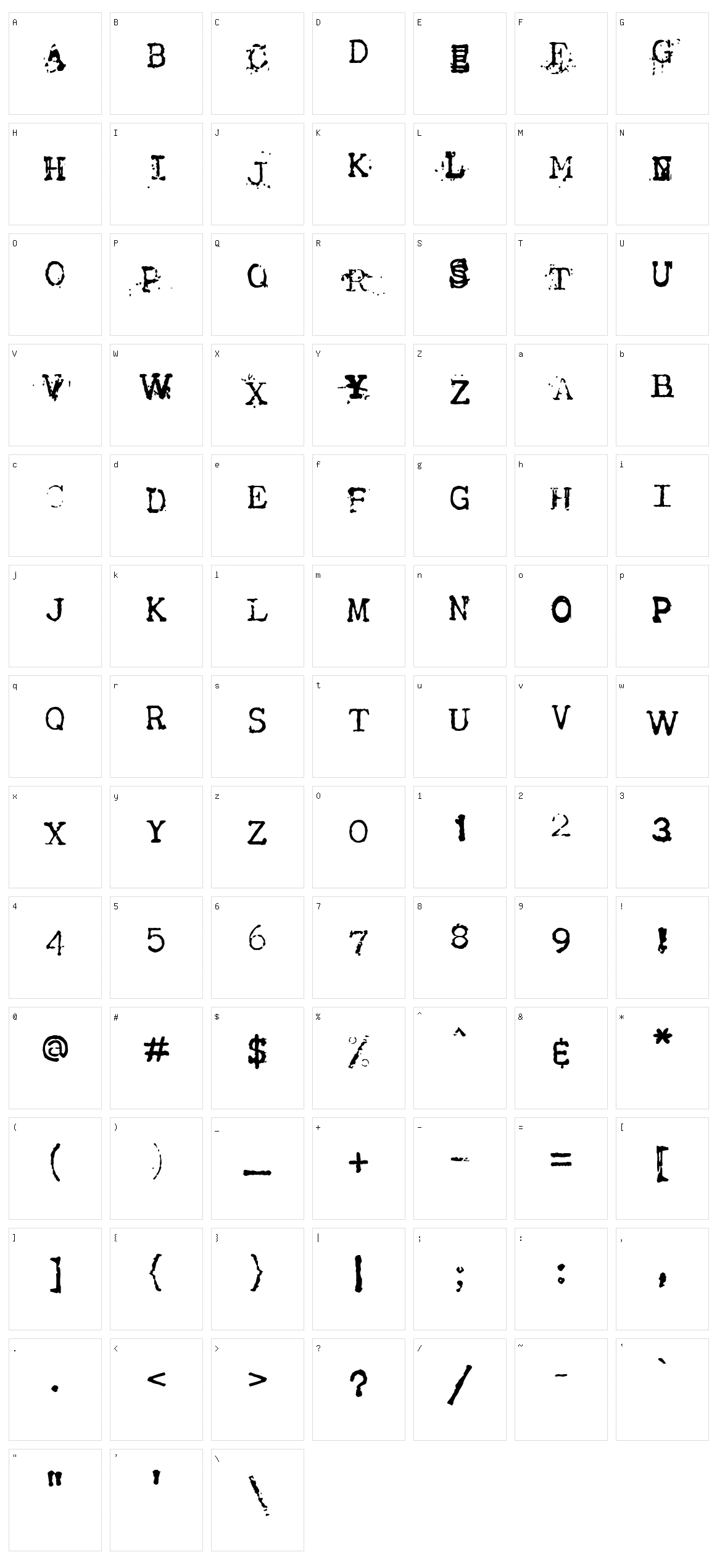 Tract Character Set