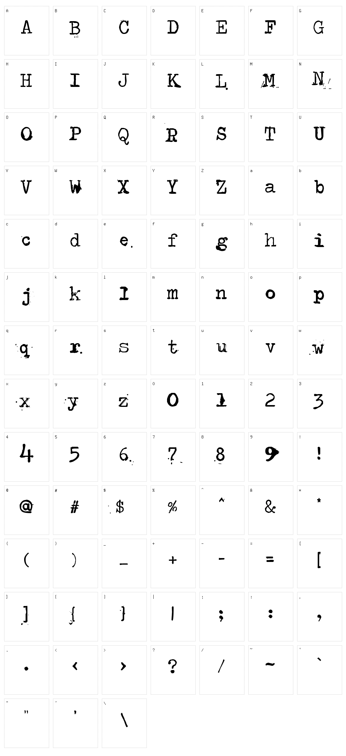 Type-Ra Character Set
